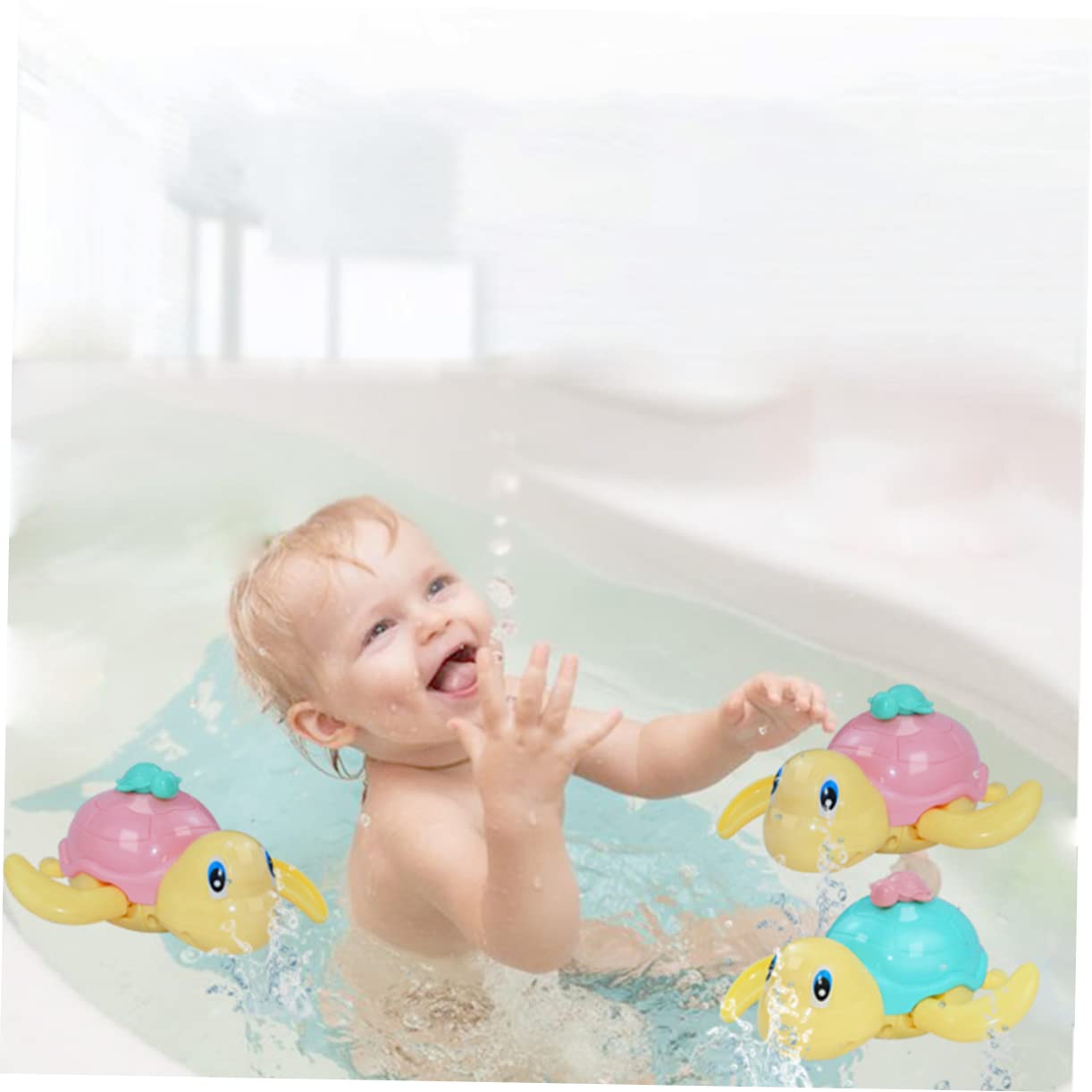 TOYANDONA 4-Piece Wind-Up Bath Toys Set - Fun Clockwork Swimming Animals for Kids Bath Time & Pool Play - Perfect Water Play Toys for Toddlers & Infants