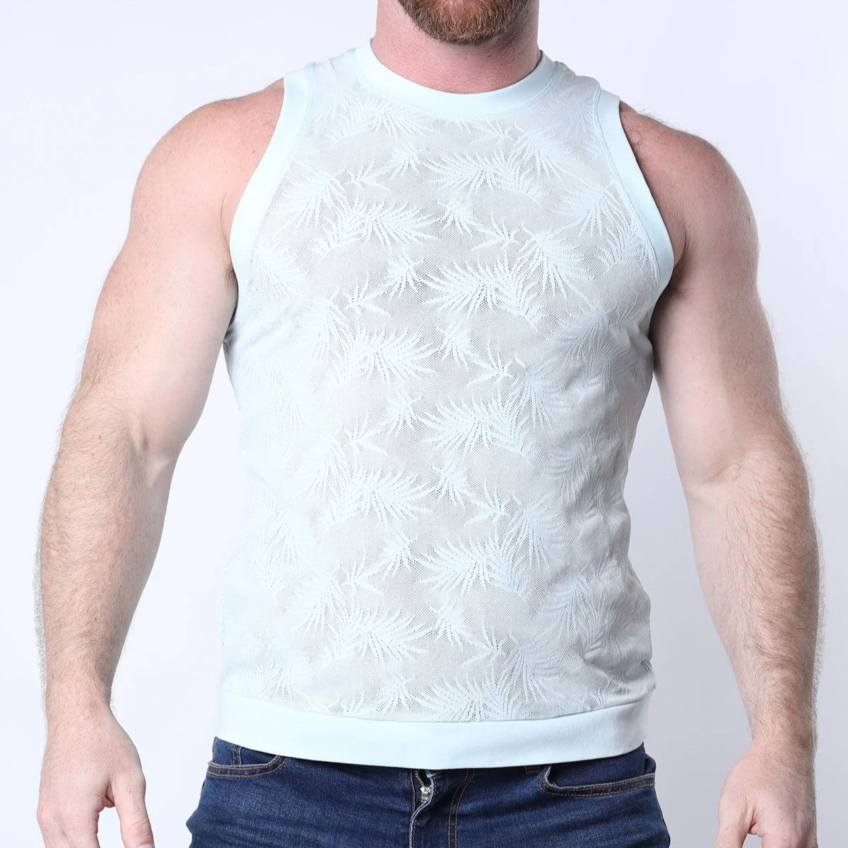 Timoteo Amalfi Mesh Tank Top for Women - Light Blue Summer Beachwear, Casual Wear & Layering Staple
