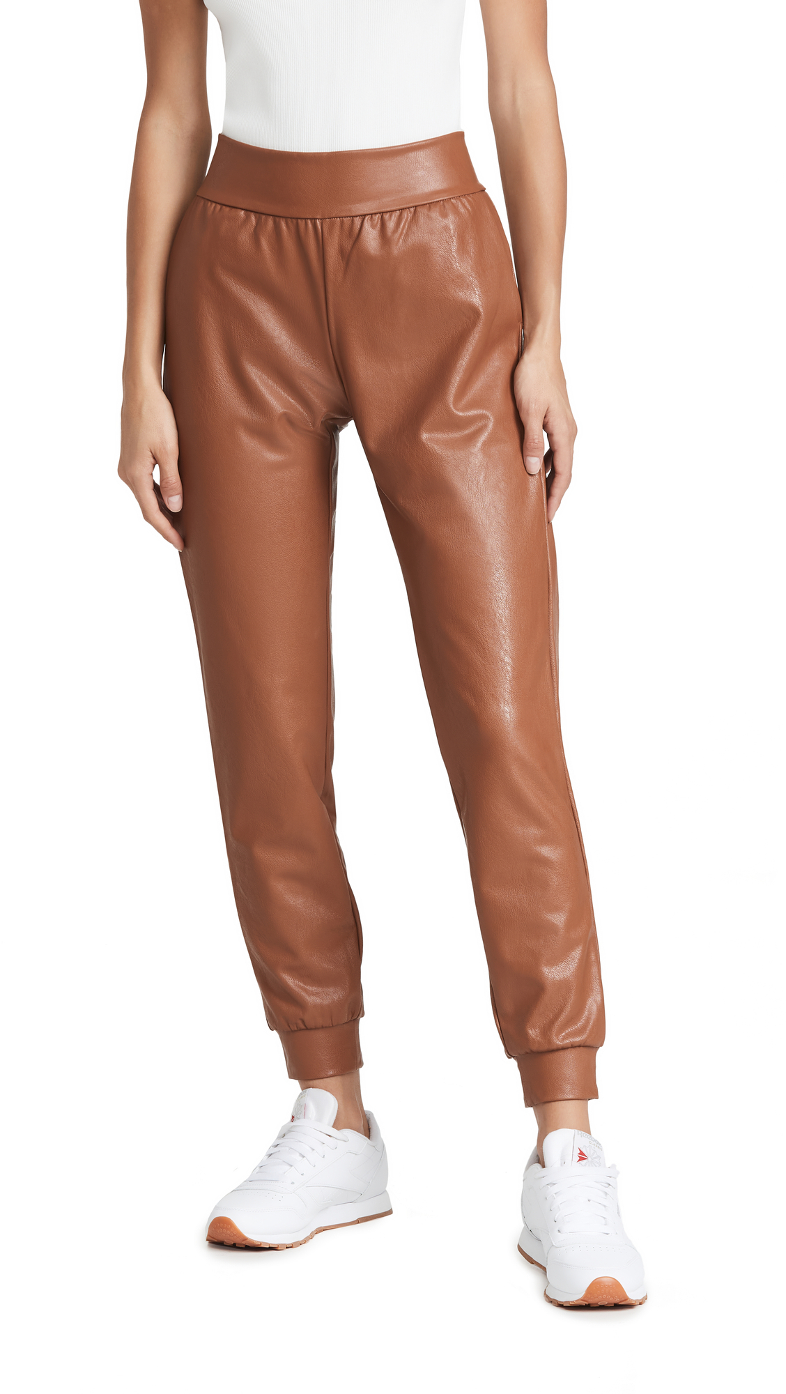 Commando Women's Faux Leather Joggers - Stylish High Waisted Yoga Pants for Workout, Lounge & Everyday Wear