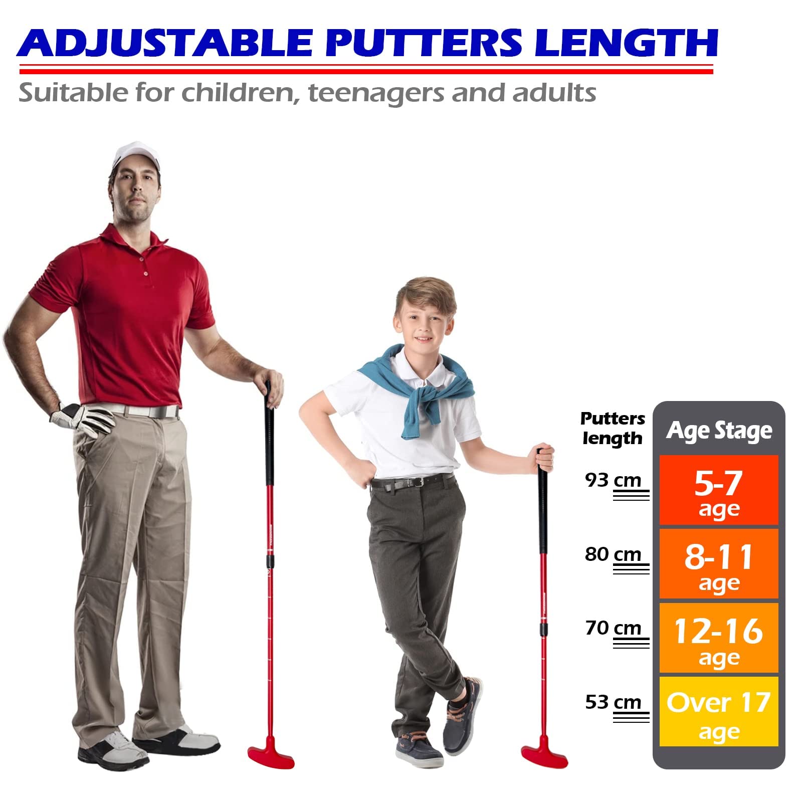 THIODOON Adjustable Golf Putter for Men, Women & Kids - Right/Left Handed Mini Putter with Length Adjustment - Perfect for Indoor/Outdoor Practice, Backyard Golf & Family Fun