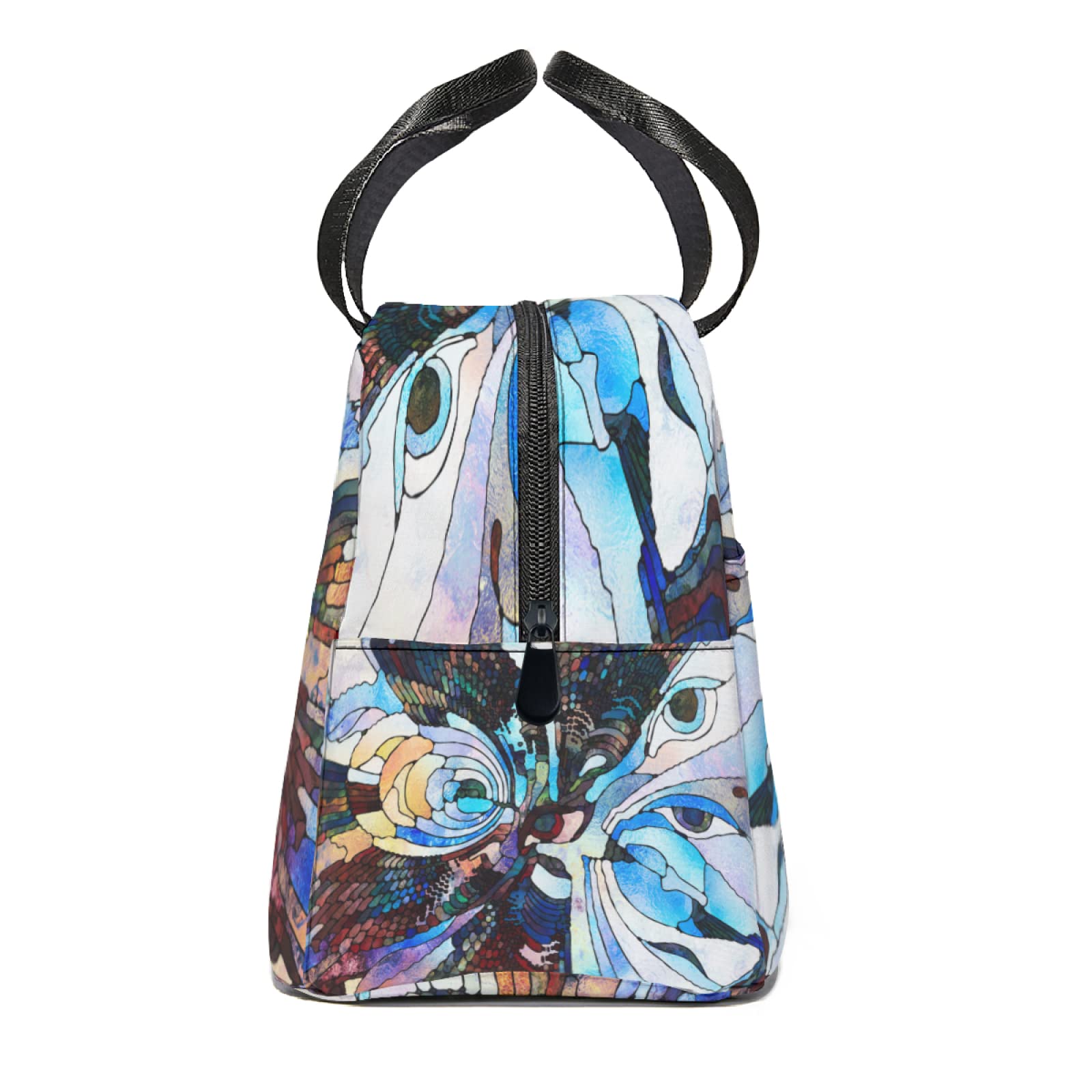 Stained Glass Fragment Illustration Lunch Tote Bag - Insulated Reusable Lunch Box with Front Pocket for Women & Men | Perfect for School, Work, Picnic & Daily Commute