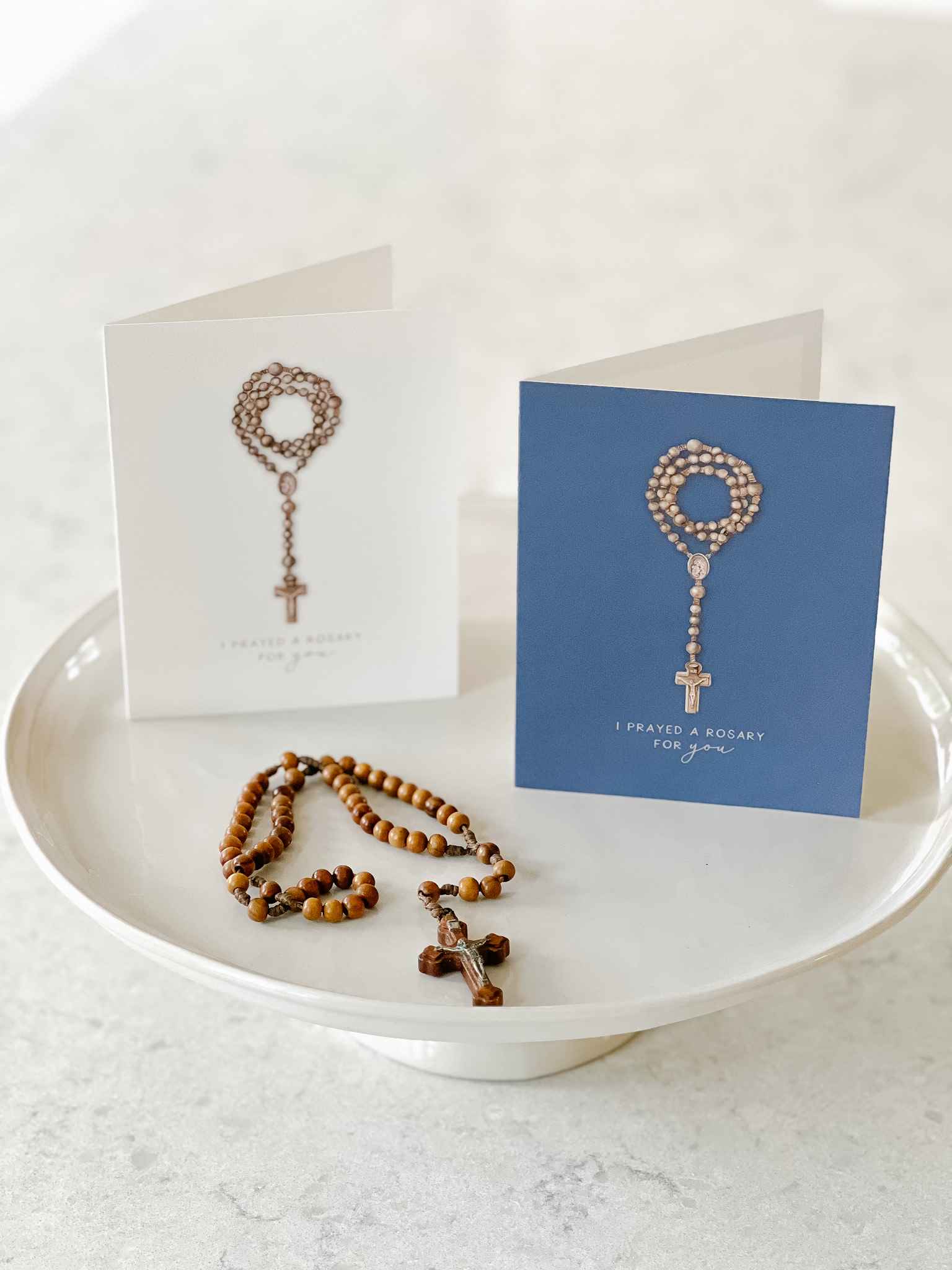 I Prayed a Rosary for You Greeting Cards - Set of 4 Religious Catholic Prayer Cards for Encouragement, Sympathy & Spiritual Support - Perfect for Prayer Groups, Church Events & Thoughtful Gifts