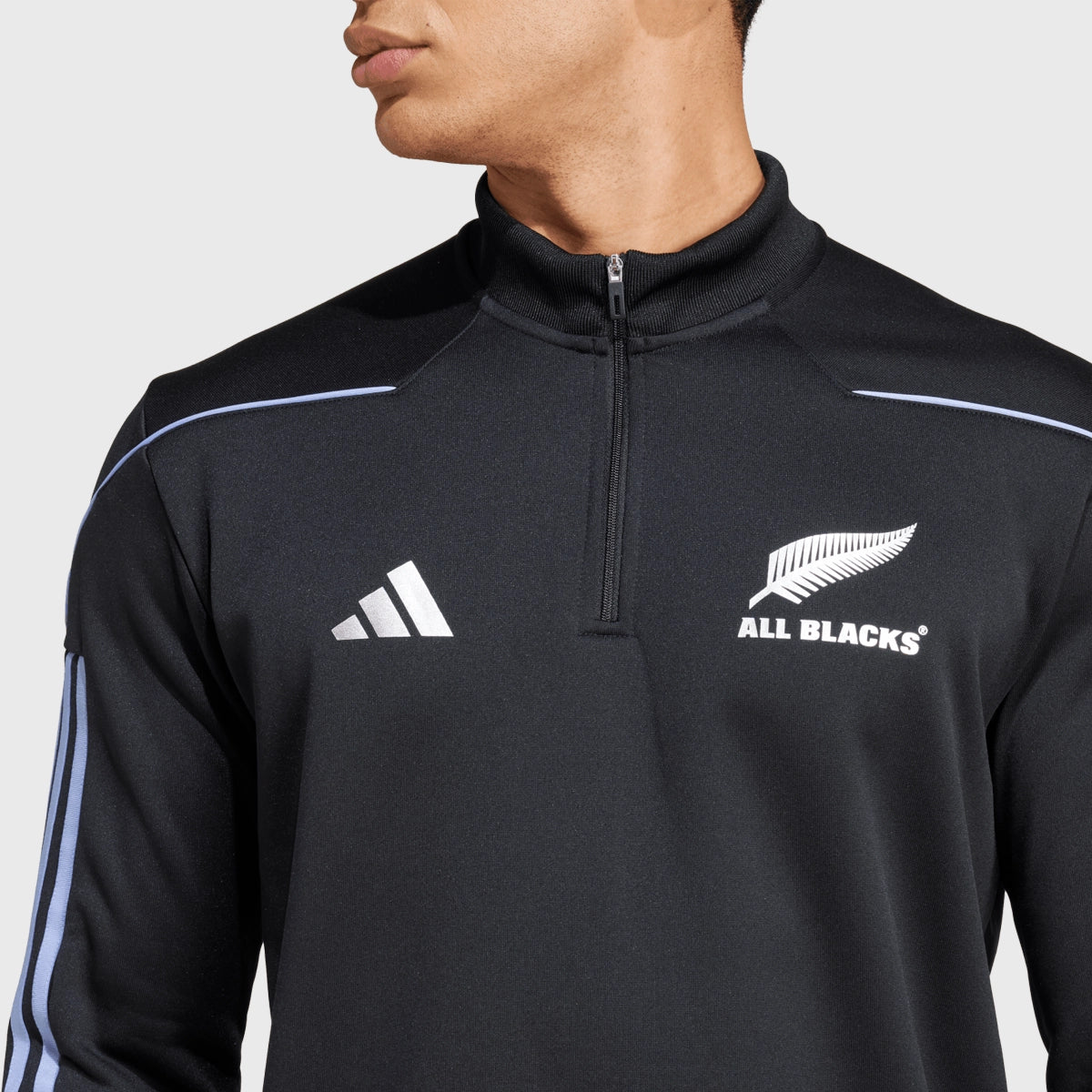 Adidas All Blacks Fleece Jacket - Black/Blue Spark - Warm & Comfortable Rugby Training Wear for Men - Perfect for Cold Weather & Outdoor Sports