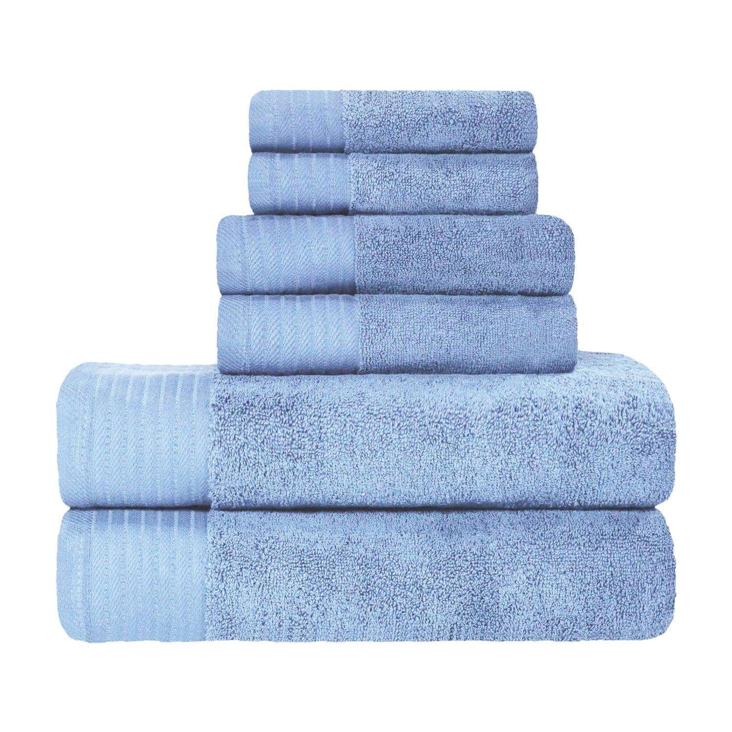 Premium 6-Piece Turkish Cotton Herringbone Bath Towel Set - Ultra Soft & Absorbent - Luxury Bath, Spa & Guest Towels for Home & Hotel Use
