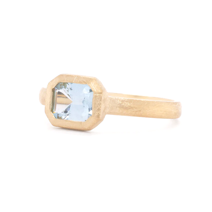 Boulder Emerald Cut Aquamarine Ring - 14K Gold Solitaire Engagement Ring for Women | Perfect for Weddings, Anniversaries & Special Occasions