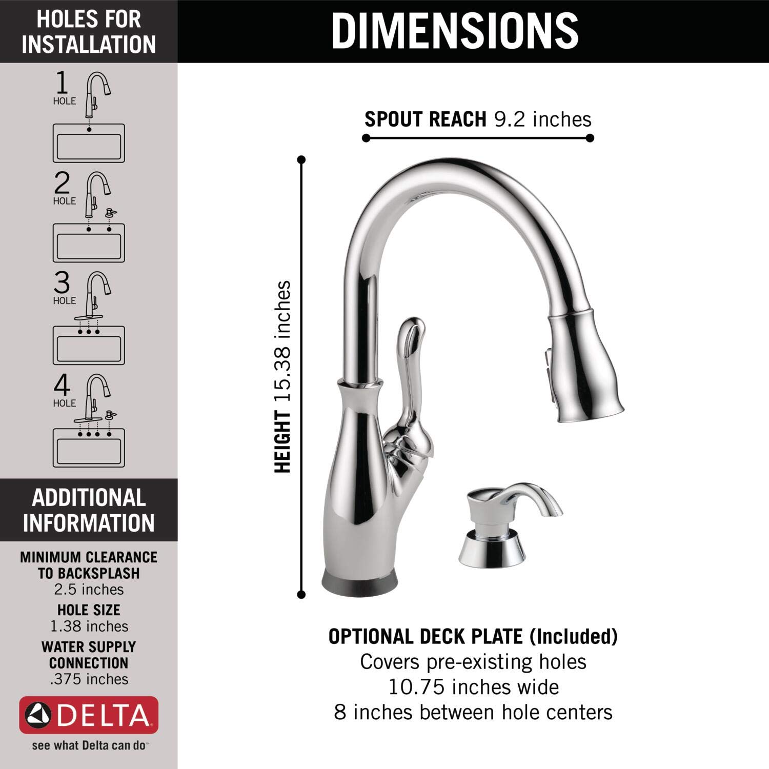 Delta Leland Single-Handle Touch Kitchen Faucet with Pull Down Sprayer and Soap Dispenser - Chrome Finish Touch2O Technology Magnetic Docking Spray Head for Modern Kitchens and Home Renovations