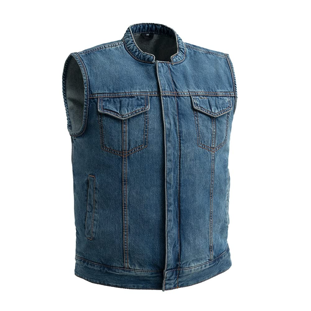 Men's Motorcycle Denim Vest - Riding Gear for Bikers & Cruisers
