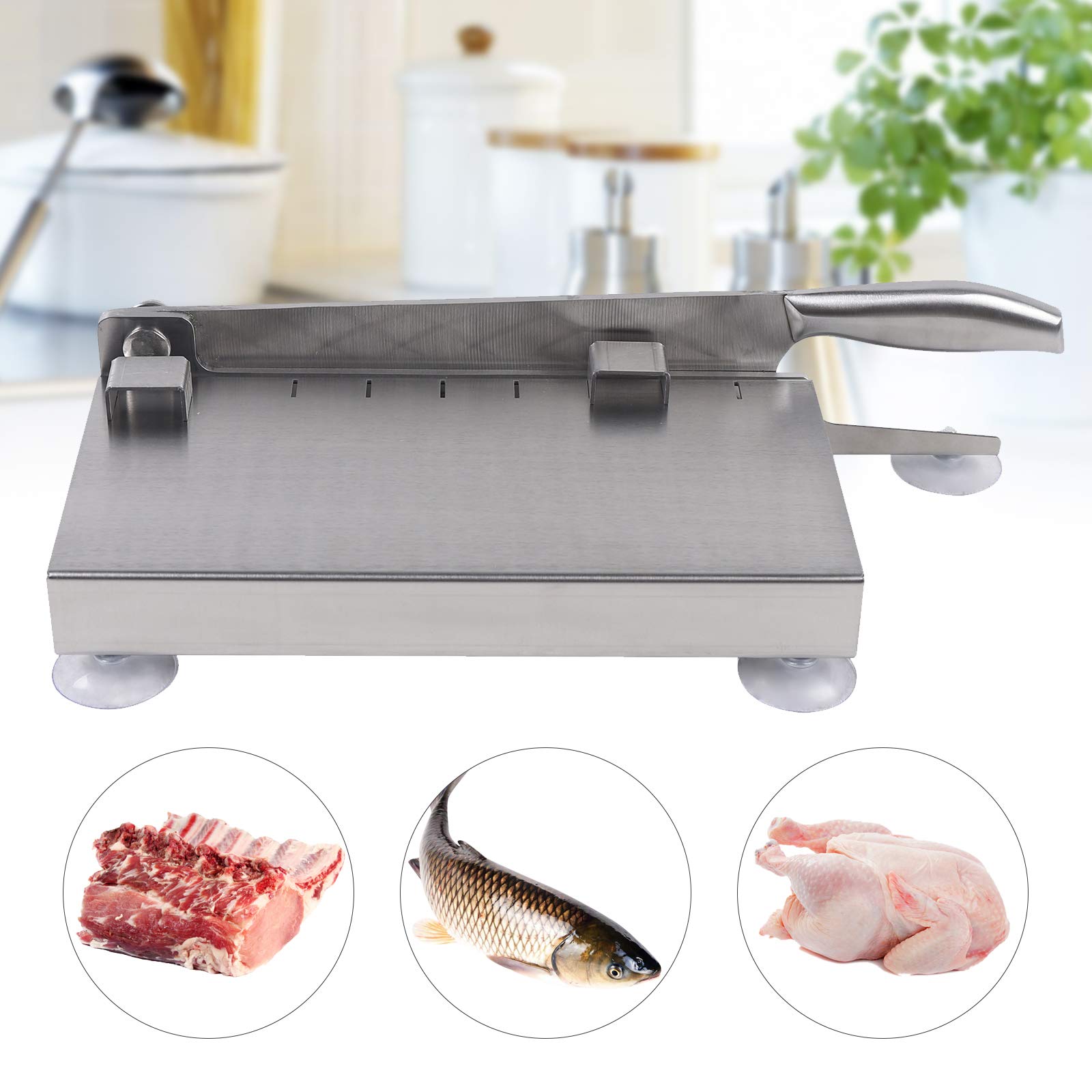 LOYALHEARTDY Manual Meat Slicer & Bone Cutter - Stainless Steel Rib Chopper for Deli, Fish, Chicken, Beef & Frozen Meat - Perfect for Home Kitchens, Butcher Shops & Food Preparation