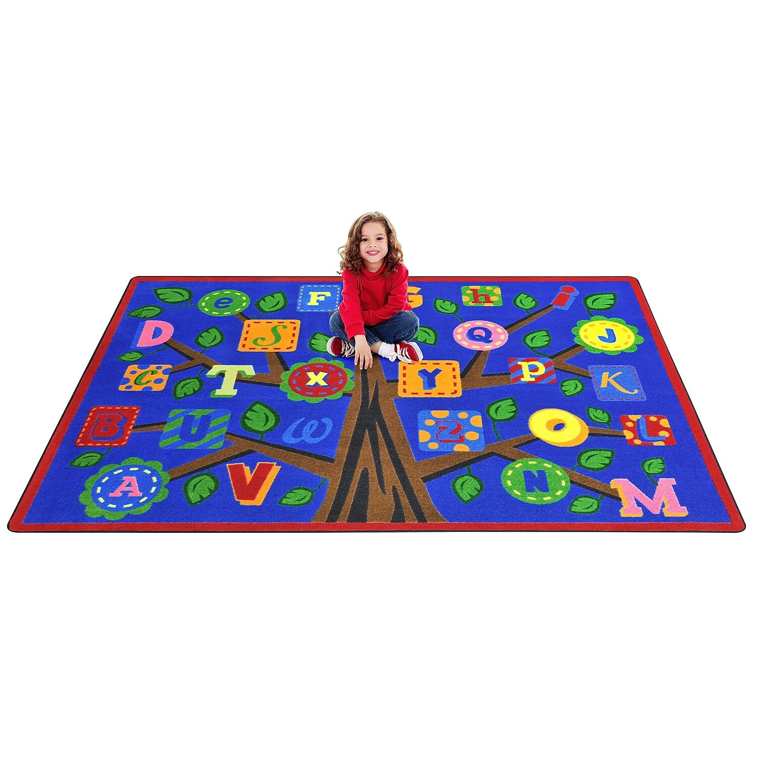 Joy Carpets Alphabet Leaves Children's Educational Rug - Bold Letter C Design for Kids' Room & Play Area | Perfect for Learning ABCs, Nursery Decor, and Playtime Fun