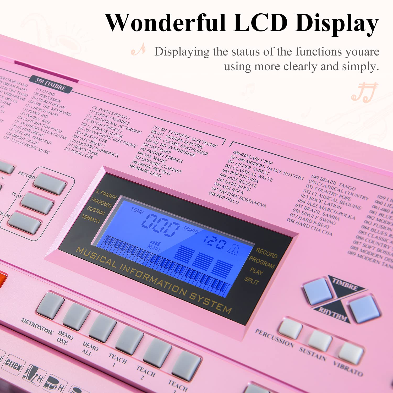 Eastar 61-Key Electric Piano Keyboard for Beginners - Digital Piano with Stand, Bench, Headphones & Microphone - Perfect for Home Practice, Music Lessons & Gift Giving (Pink)