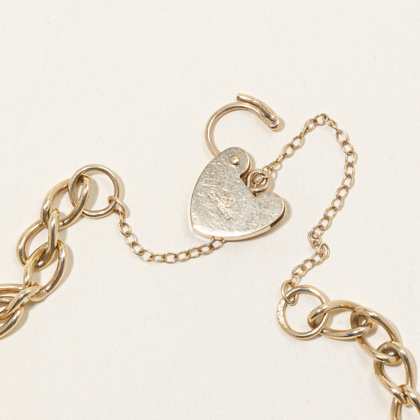 9K Yellow Gold Heart Lock Bracelet for Women - Adjustable 7