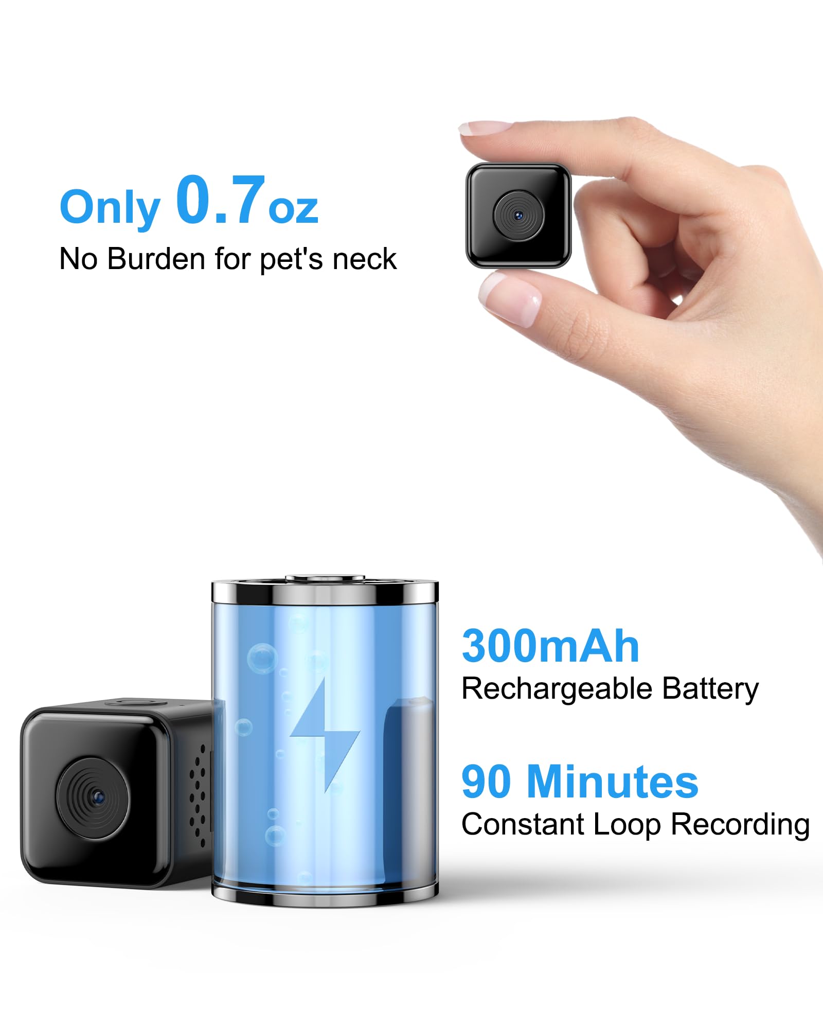 Pet Camera Collar for Cats & Dogs - No App Needed, Wireless Body Camera for Pet Tracking & Monitoring - Perfect for Outdoor Adventures, Home Security & Training (M-Size, Micro-SD Card Not Included)