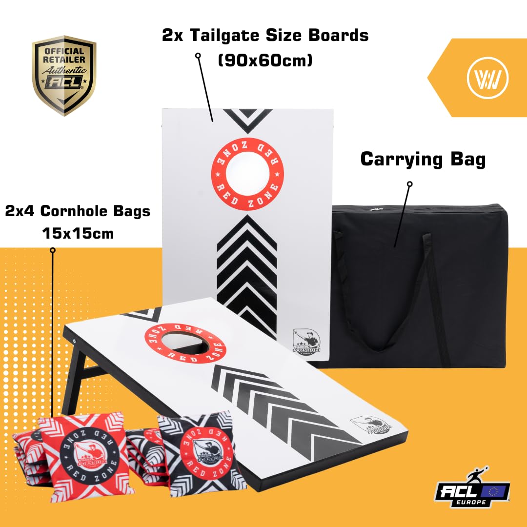 Official ACL Licensed Wicked Wood Cornhole Set - 90x60cm (35x24in) - 2 Boards & 8 Bean Bags - Includes Protective Cover - Perfect for Backyard Parties, Tailgating & Outdoor Games