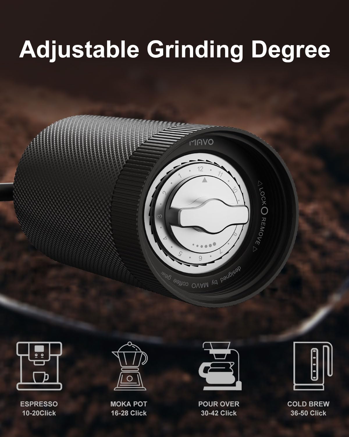 Premium Wizard 2 Manual Coffee Grinder - Stainless Steel Conical Burr, Adjustable Settings, Double Bearing for Fast & Even Grinding - Perfect for Espresso, French Press, Travel & Camping (20g Capacity)