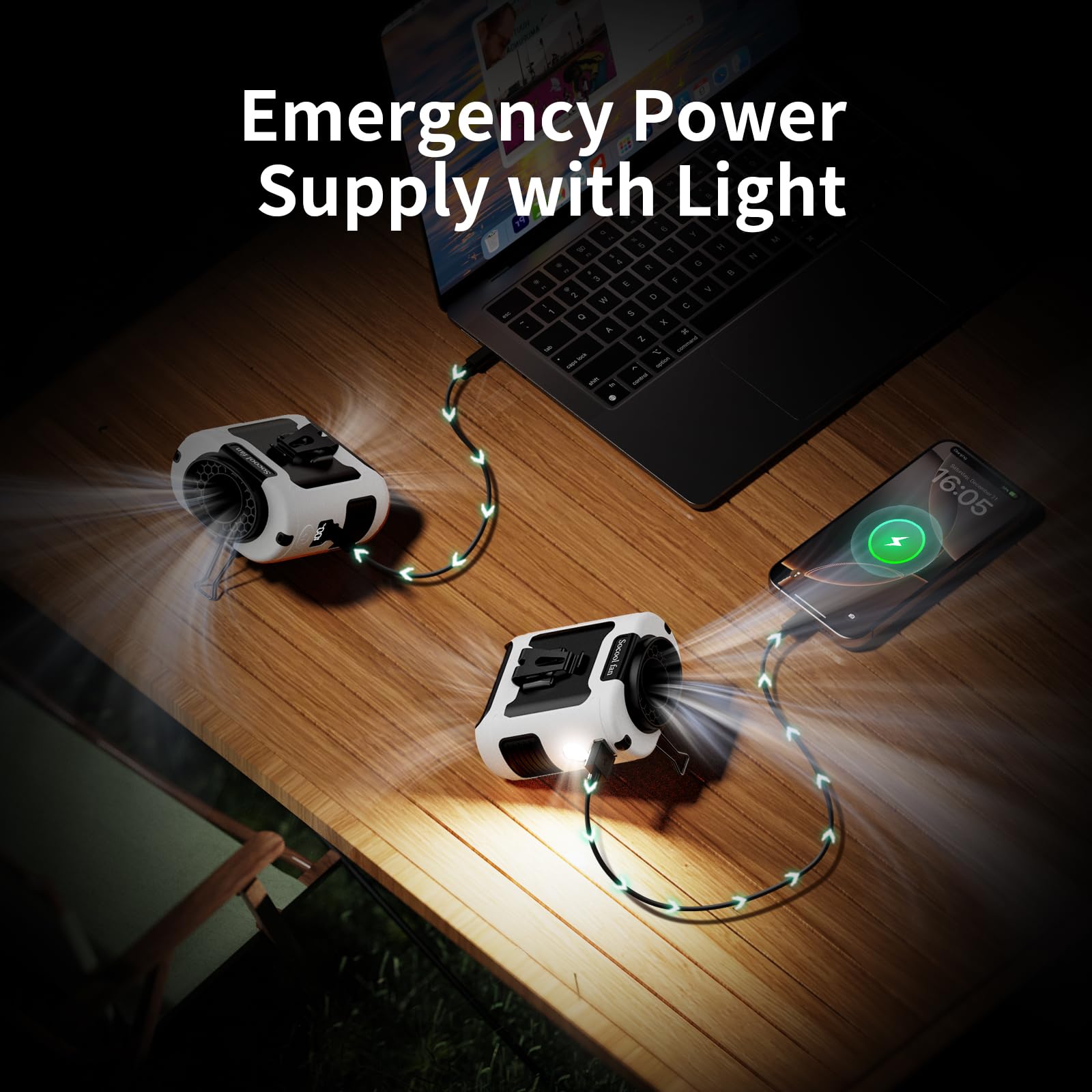 10000mAh Rechargeable Wearable Belt Fan - 5 Speed Hands-Free Personal Cooling Fan with Flashlight for Outdoor, Camping, Travel & Office Use | Portable Waist Clip Fan Lasts 40 Hours