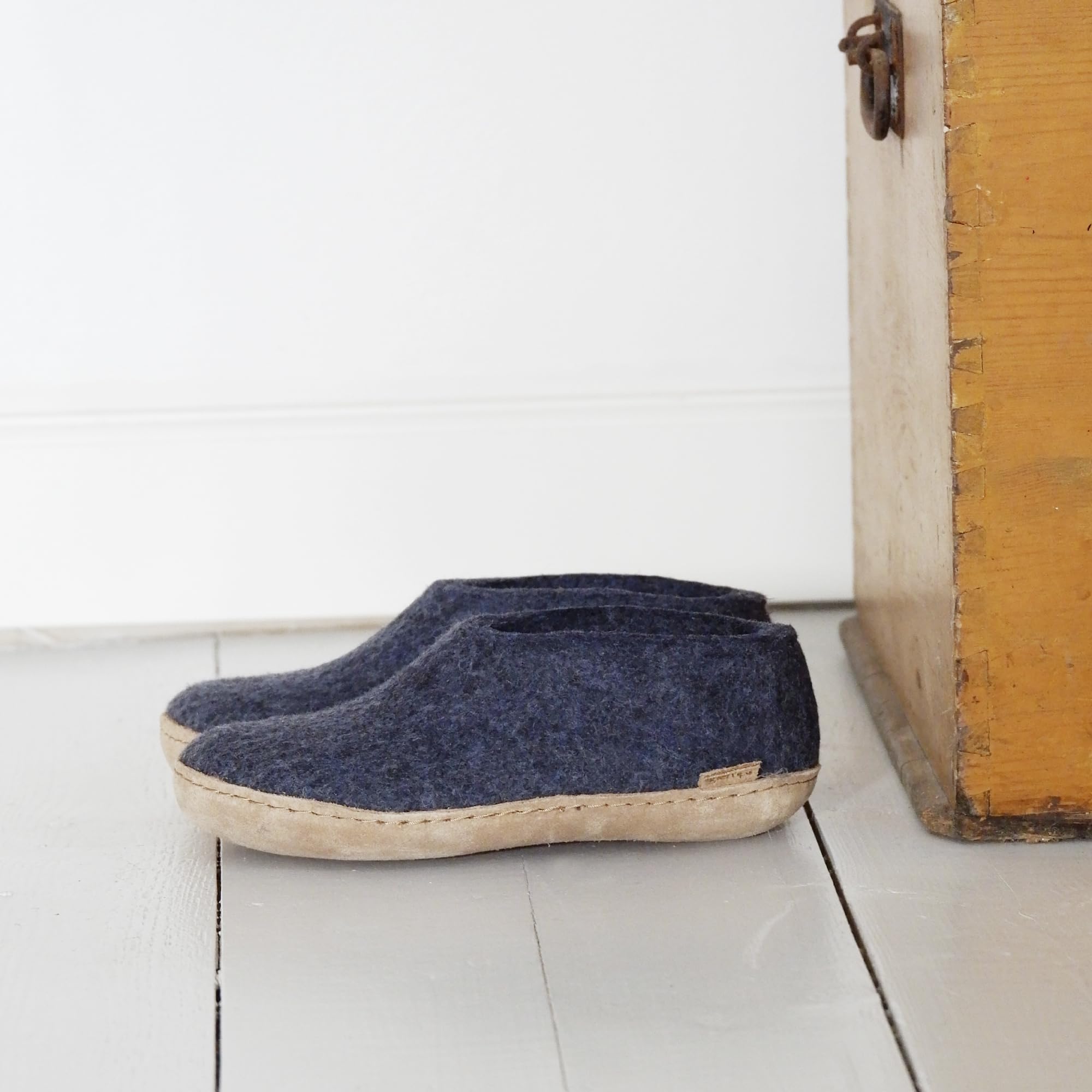 Glerups Genuine Wool Slippers with Leather Outsole - Cozy Indoor & Outdoor House Shoes for Men and Women