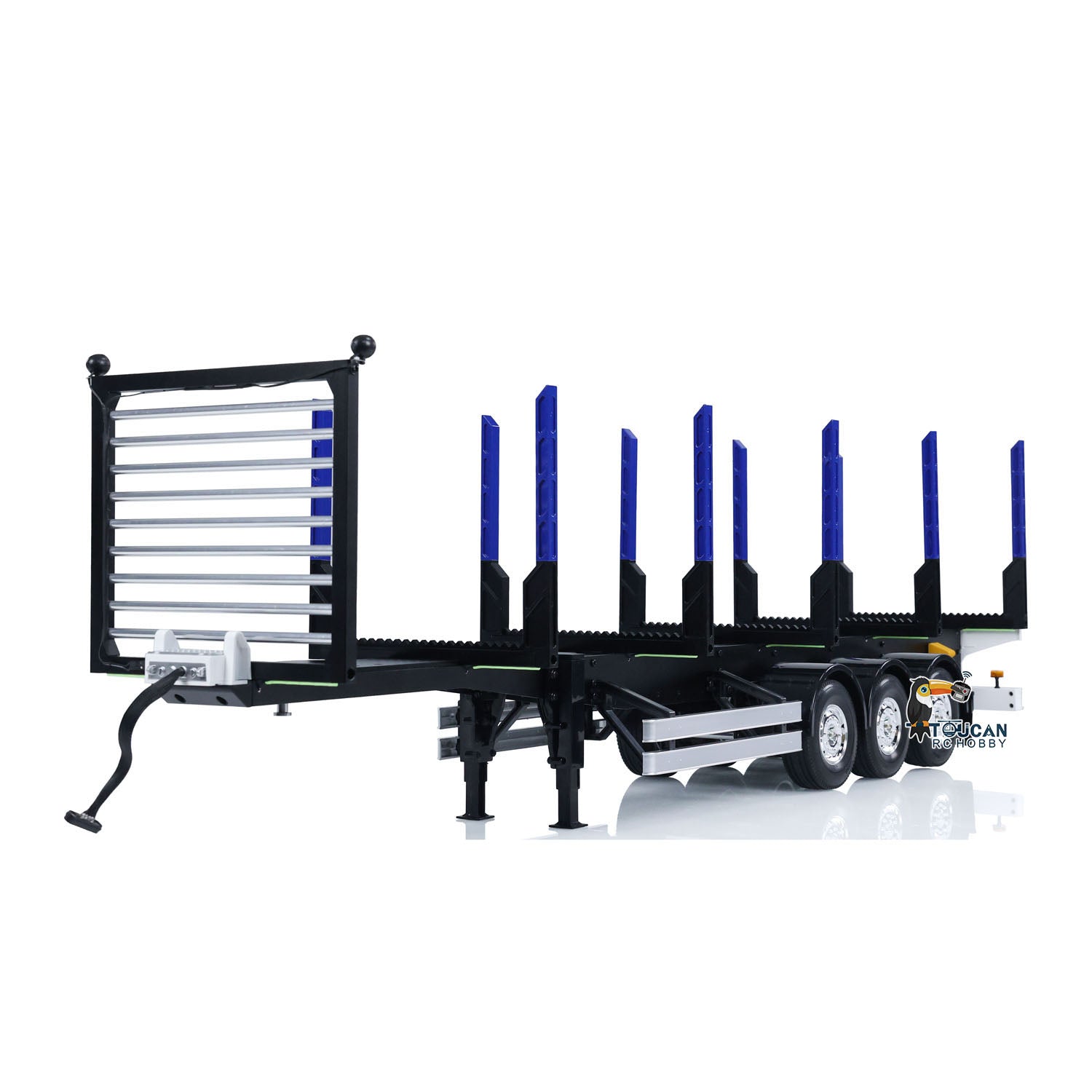 1/14 Scale TAMIYA RC Tractor & Toucan 3-Axle Timber Trailer - DIY Painted Simulation Logging Truck Model for RC Enthusiasts | Perfect for Off-Road Simulation, Construction Site Displays, and Collector Showcases