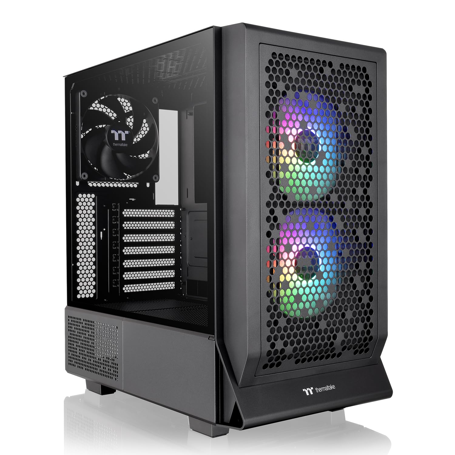 Ceres 330 TG ARGB Black Mid Tower E-ATX Gaming PC Case - Hidden-Connector MB Support, 2 Preinstalled CT140 ARGB Fans, Rotational PCIe Slots (Model CA-1Y2-00M1WN-01) - 3 Year Warranty | Perfect for Gaming Rigs & High-Performance PC Builds