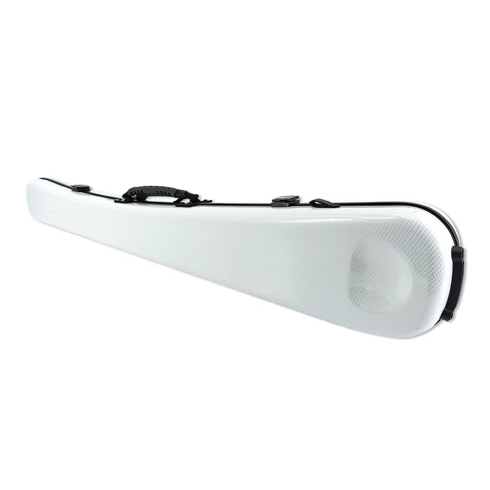 Premium White Upright Double Bass Bow Case - Holds 1-2 French/German Bows - Carbon Fiber Hard Protection Case with Adjustable Shoulder Strap - Ideal for Orchestra Performances, Music School & Professional Musicians