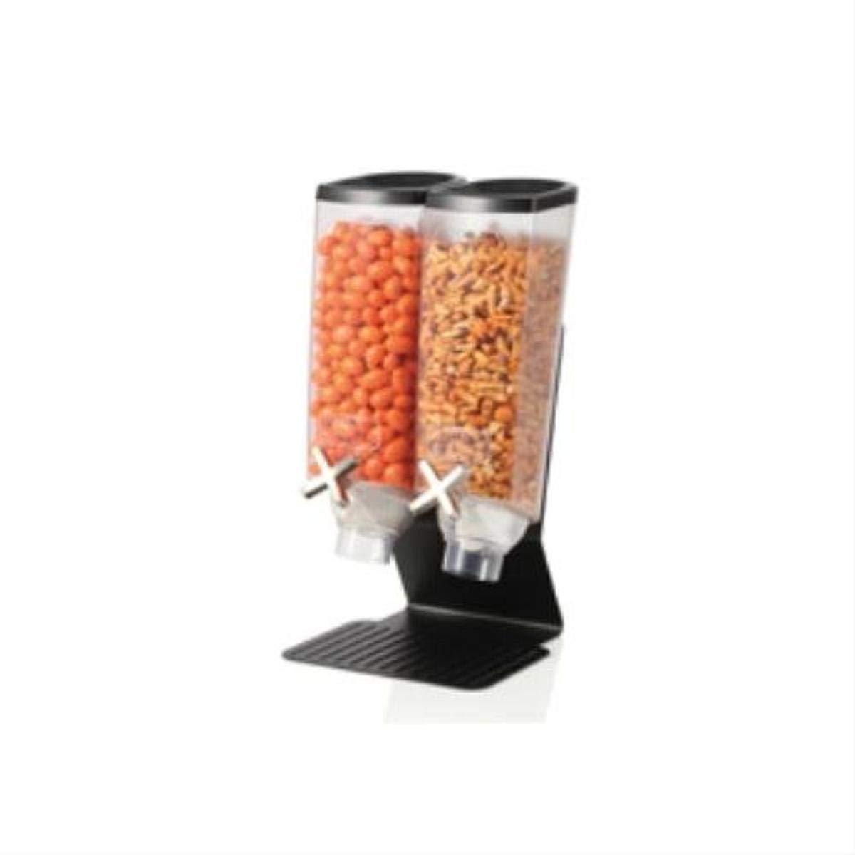 Rosseto® EZ-PRO™ H2B 2-Compartment Snack Dispenser with Black Steel Stand - 1 Gallon Each (EZ50299) - Perfect for Cafeterias, Movie Theaters, and Convenience Stores