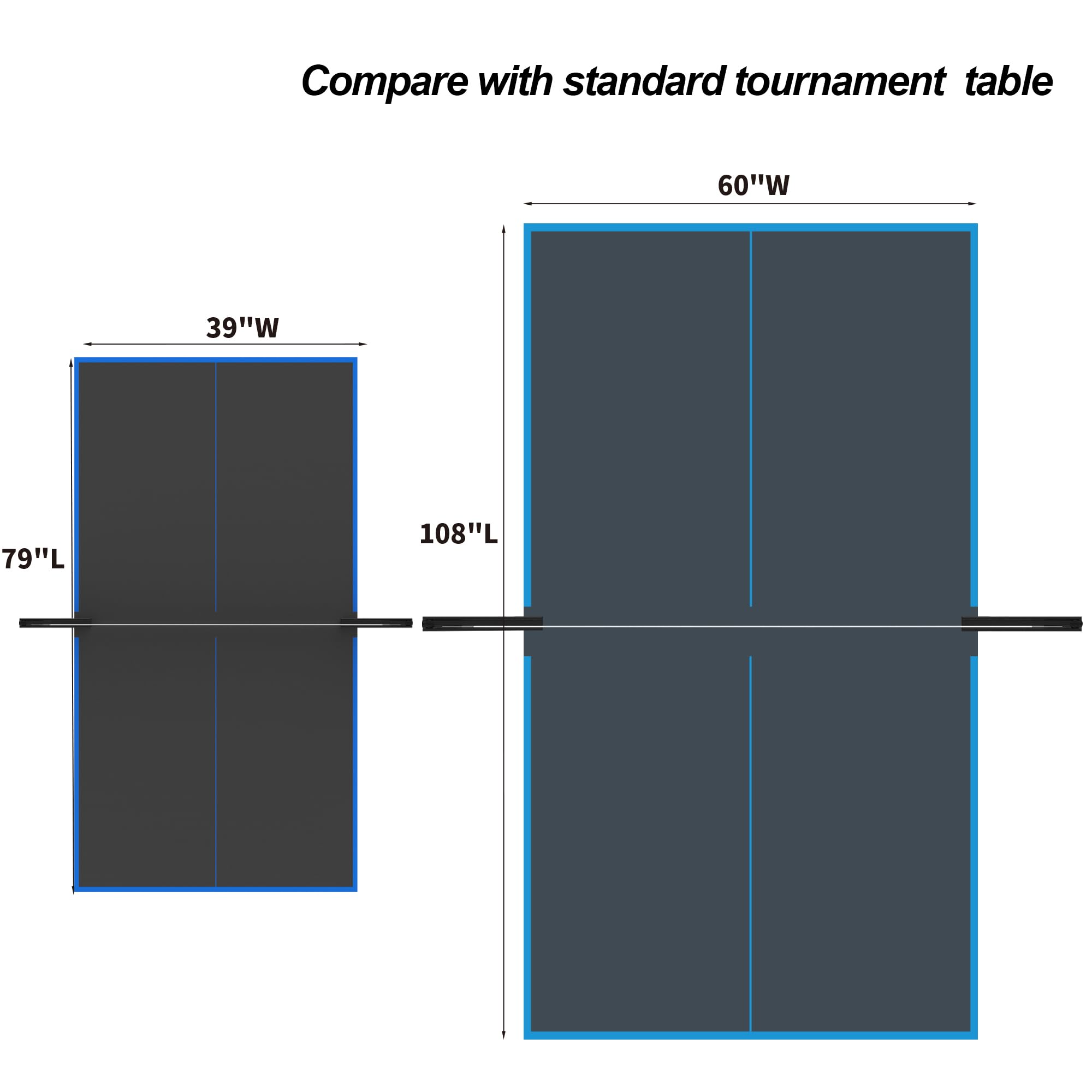Mid-Size Foldable Indoor/Outdoor Table Tennis Table with Quick Clamp Ping Pong Net & Post Set - Black & Blue | Perfect for Home, Office, Gym & Backyard Games
