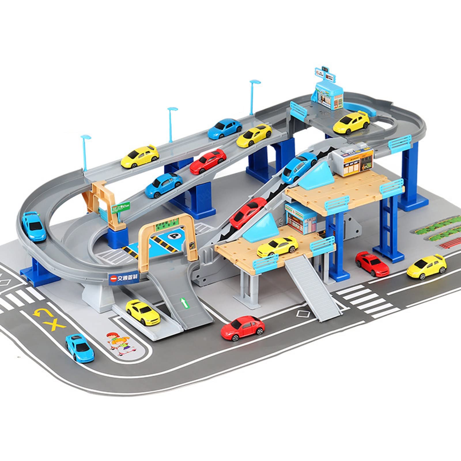 BVESTN Electric Rail Car Model Kit - Urban Interchange Puzzle Track Set with 4 Toy Cars | STEM Learning & Preschool Educational Toys | Perfect for Kids' Adventure Play, Birthday Gifts & Family Game Night