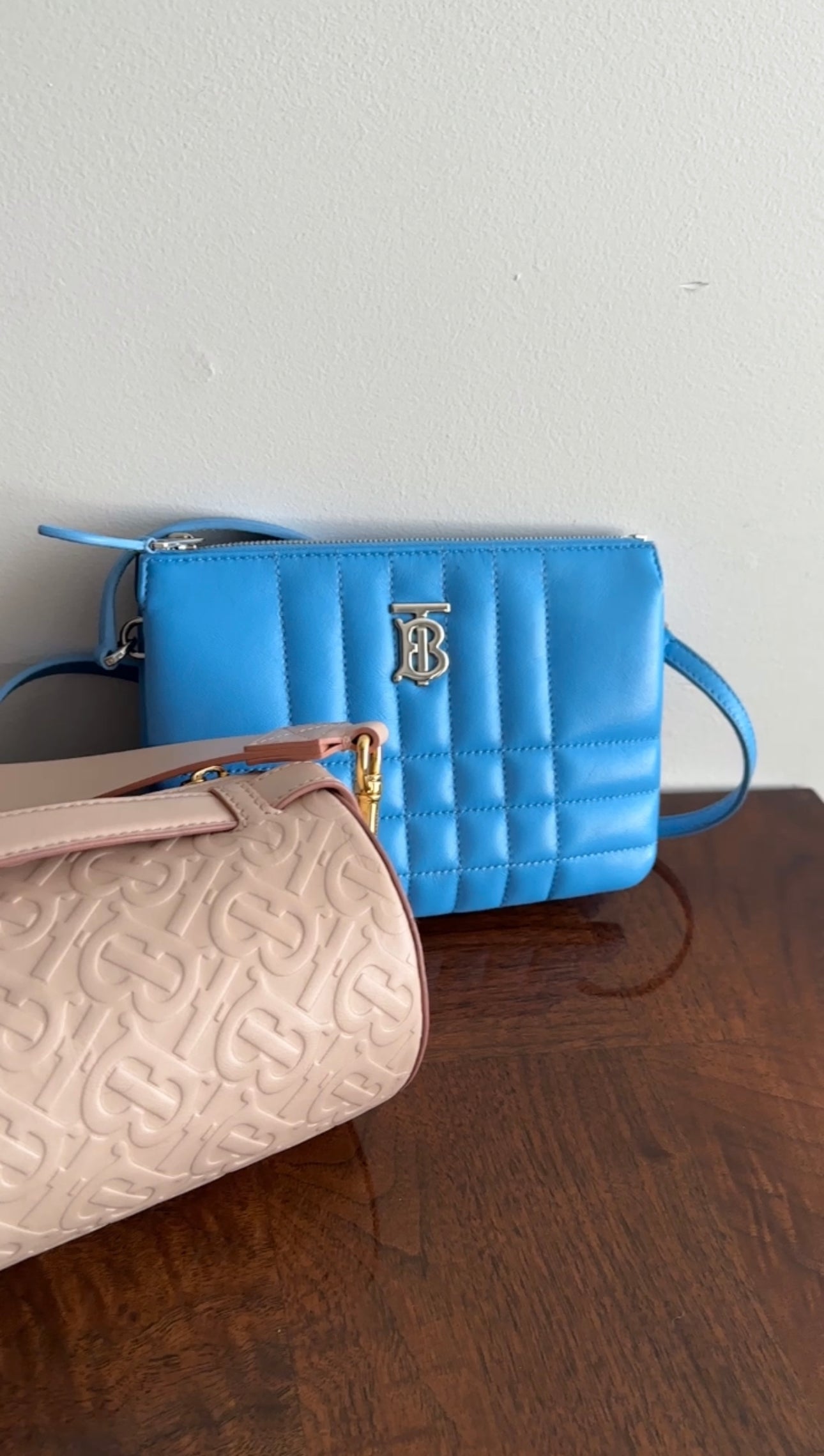 Burberry Blue Quilted Leather Lola Twin Duo Crossbody Bag - Luxury Designer Handbag for Women | Perfect for Work, Travel & Evening Out
