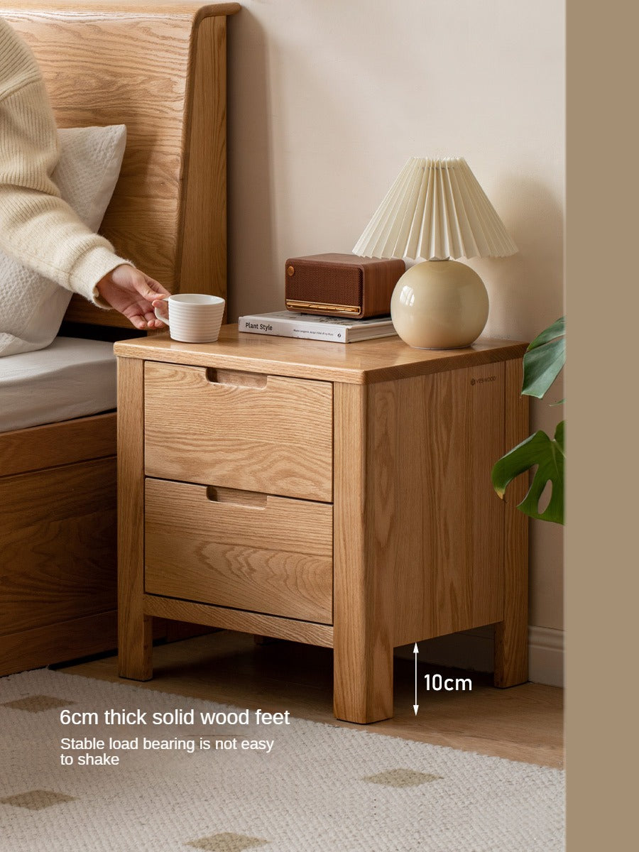 Solid Oak Wood Nightstand with Drawer - Rustic Bedside Table for Bedroom, Living Room & Office - Durable & Stylish Furniture for Home Decor