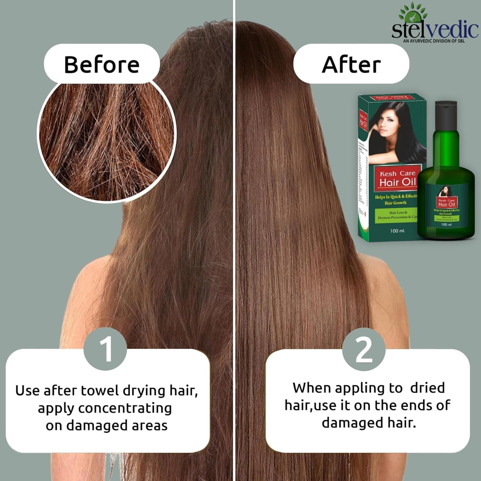 KESH CARE STELVEDIC Oil - 100% Pure Natural Hair Growth Oil for Women & Men - Promotes Thicker, Longer & Healthier Hair - Ideal for Daily Scalp Massage & Hair Care Routine