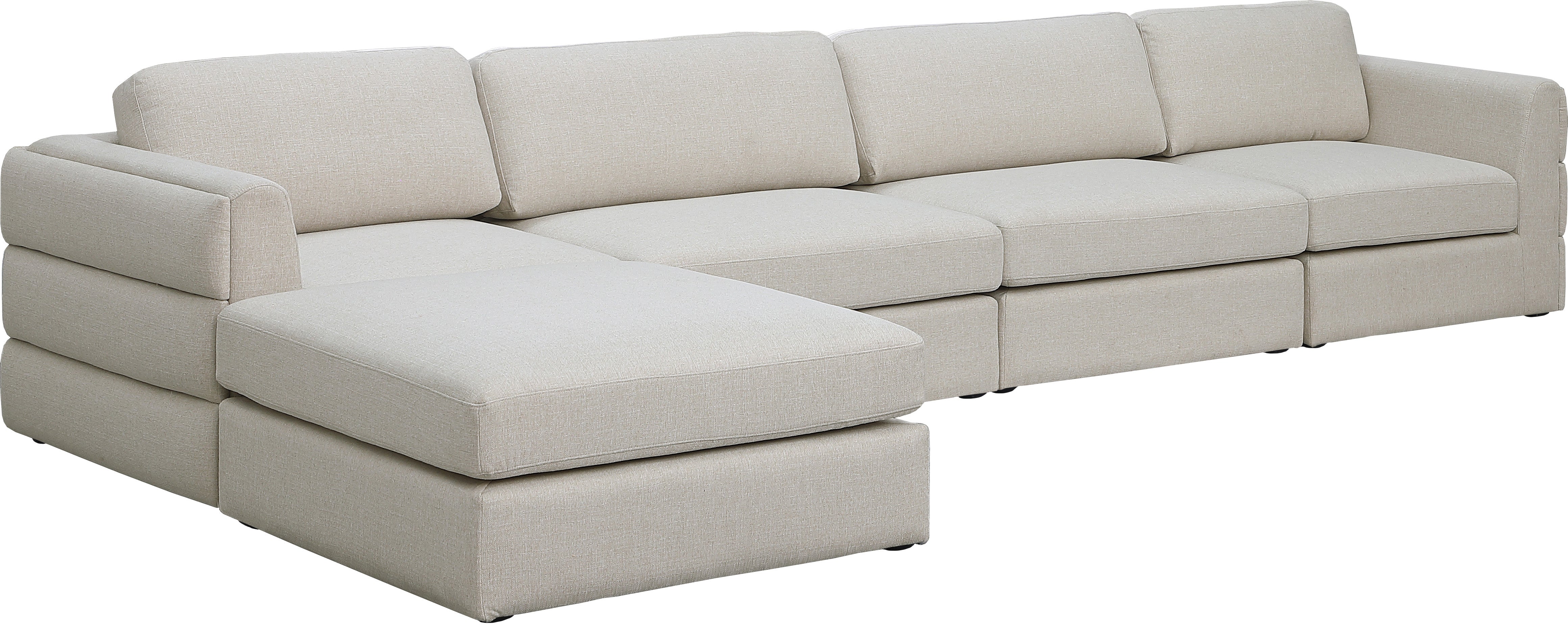 Beckham Durable Linen Textured Fabric Modular Sectional Sofa - Modern Living Room Furniture for Home Theater, Family Gatherings & Cozy Relaxation