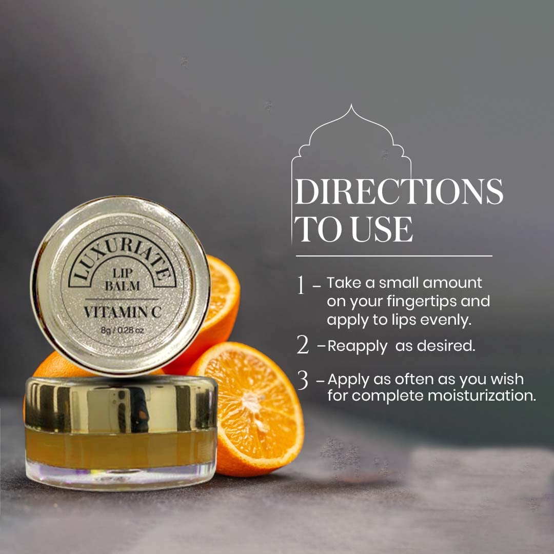 Organic Vitamin C Lip Balm for Dry & Chapped Lips - Paraben & Sulfate Free, Hydrating Lip Gloss for Men & Women (8g) - Perfect for Daily Moisture & Winter Lip Care