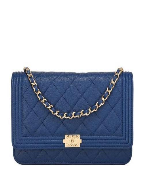 Chanel Le Boy Wallet On Chain WOC - Dark Blue Caviar Leather with Gold-Tone Hardware | Luxury Crossbody Bag for Women, Perfect for Evening Events & Daily Use