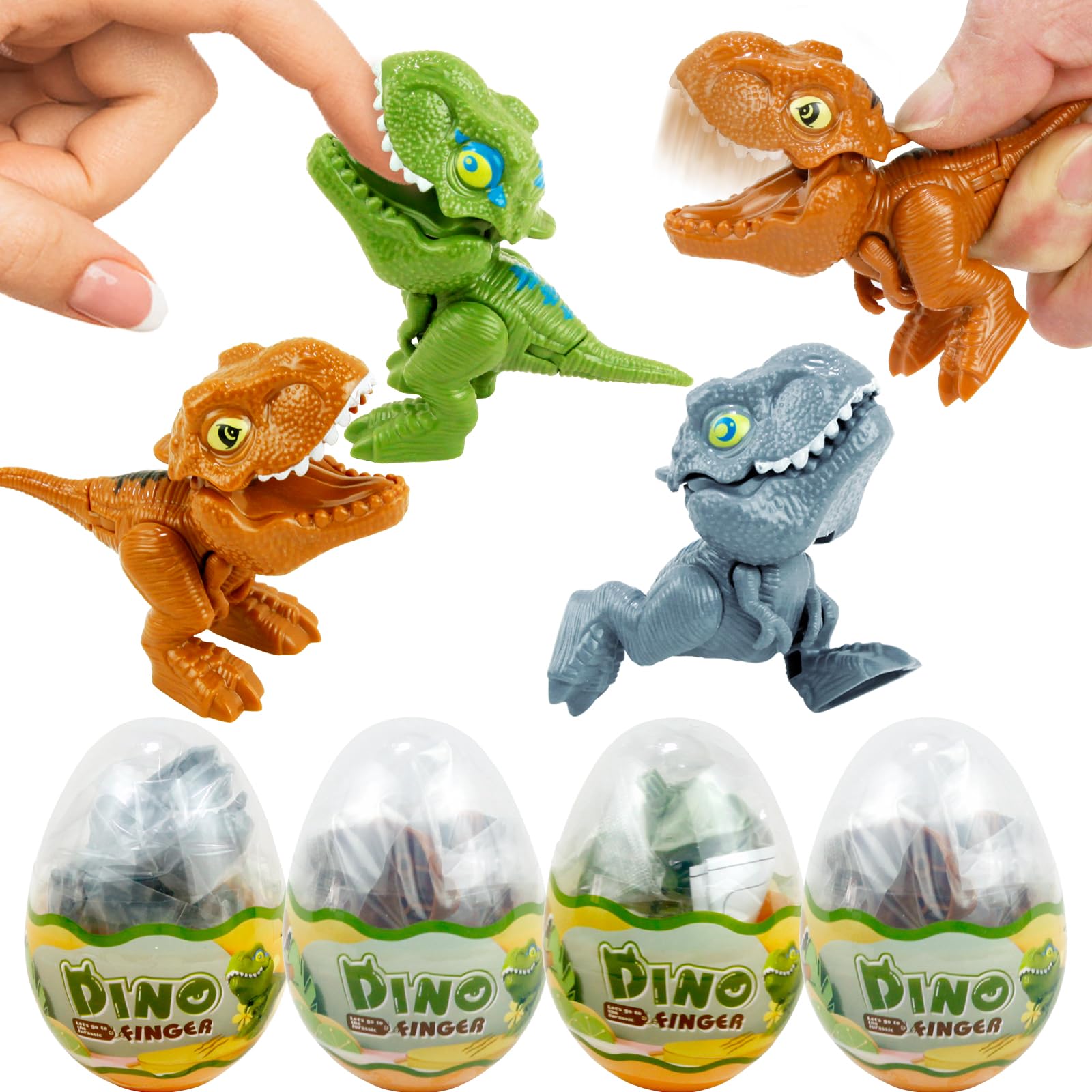 Sealive Dinosaur Toys for Kids Ages 3-5 - 4 Pack Baby T-Rex Dino Eggs for Imaginative Play, Birthday Party Favors & STEM Learning - Perfect for Preschool Education, Dinosaur Themed Parties & Creative Playtime