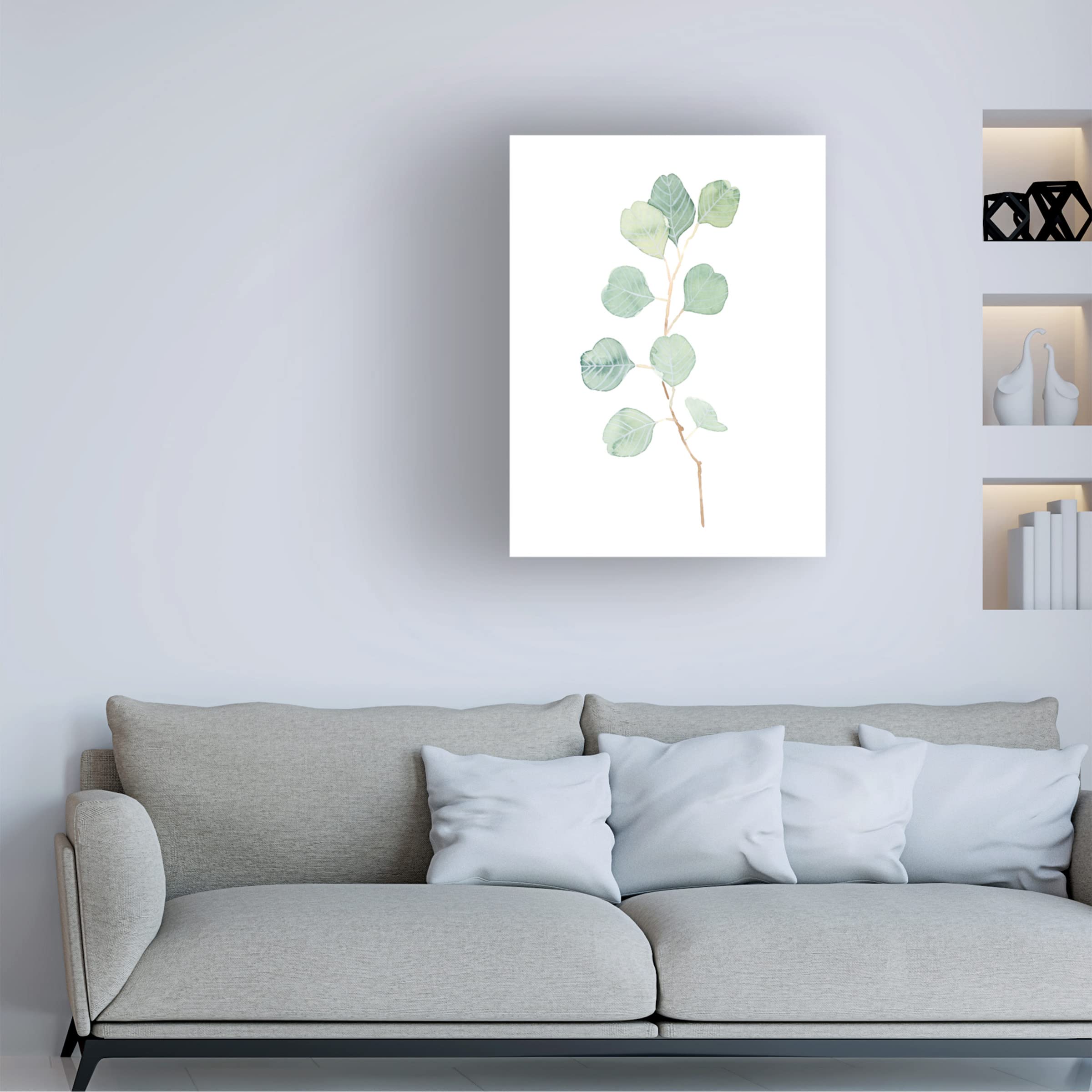 Emma Scarvey 'Soft Eucalyptus Branch IV' Canvas Wall Art Print - Modern Botanical Home Decor for Living Room, Bedroom & Office