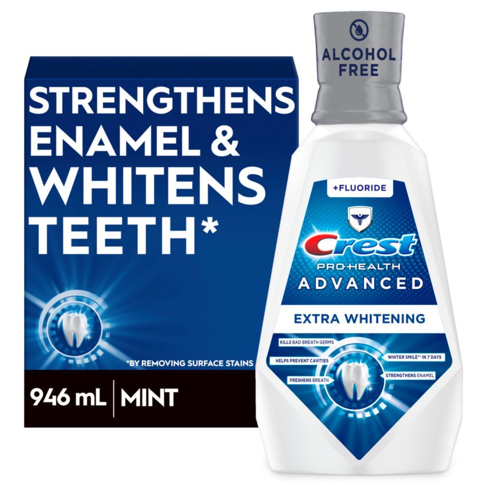 Crest Pro-Health Advanced Alcohol Free Mouthwash for Teeth Whitening - Energizing Mint Flavor, 946 mL (32 fl oz) - Freshens Breath & Fights Cavities for Daily Oral Care at Home or Travel