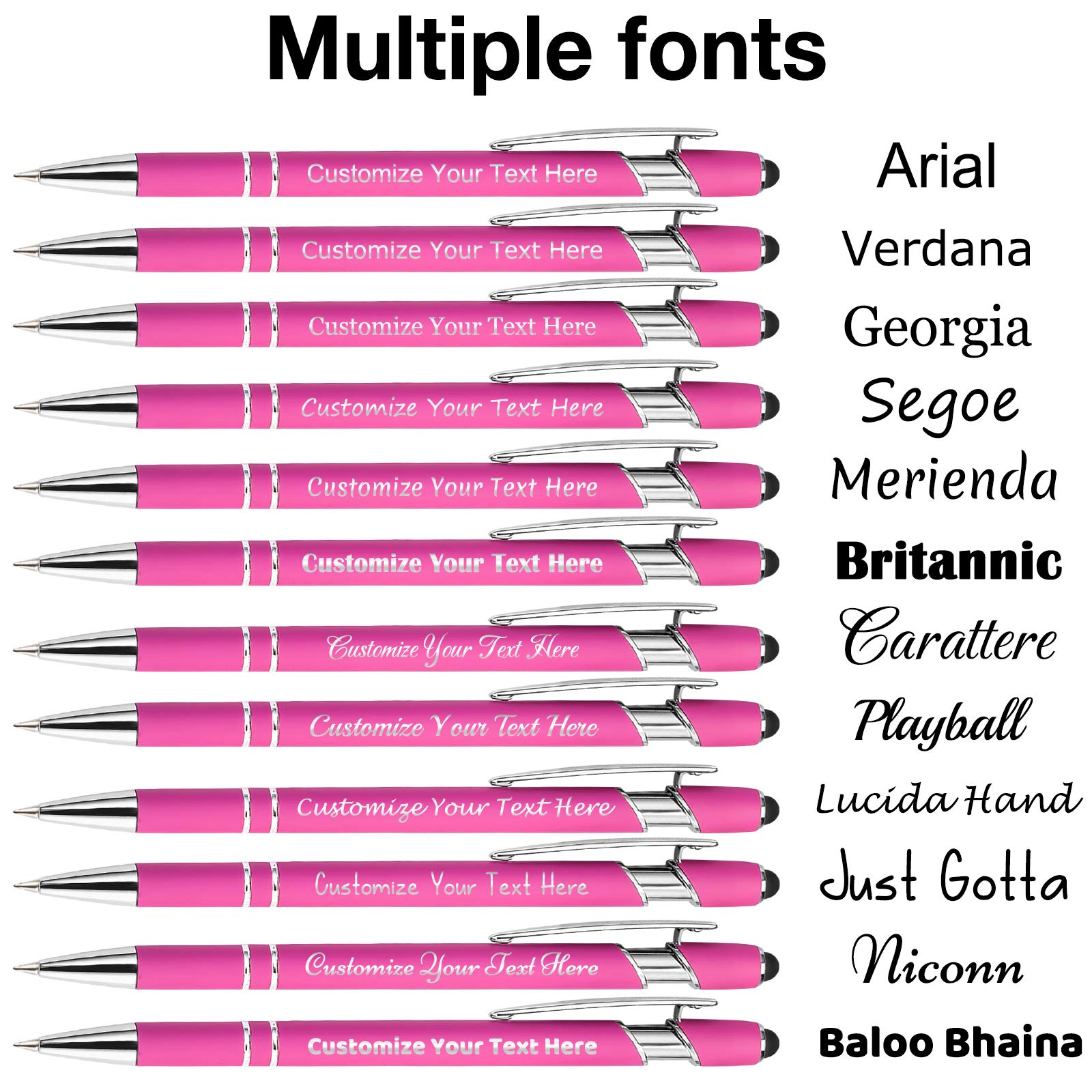 Custom Engraved Ballpoint Pens Bulk 300 Pack with Stylus Tip - Personalized Name/Message Pens for Men & Women - Ideal for Office, Birthday & Graduation Gifts - Medium Point Black Ink - Perfect for Corporate Events, School Supplies & Promotional Giveaways