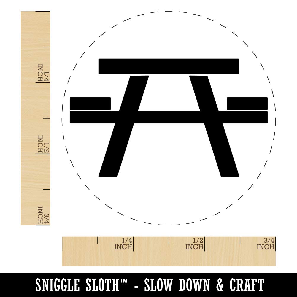 3/4 Inch Small Picnic Table Solid Rubber Stamp for DIY Crafting, Scrapbooking & Planner Decoration - Perfect for Card Making, Journaling & Gift Wrapping