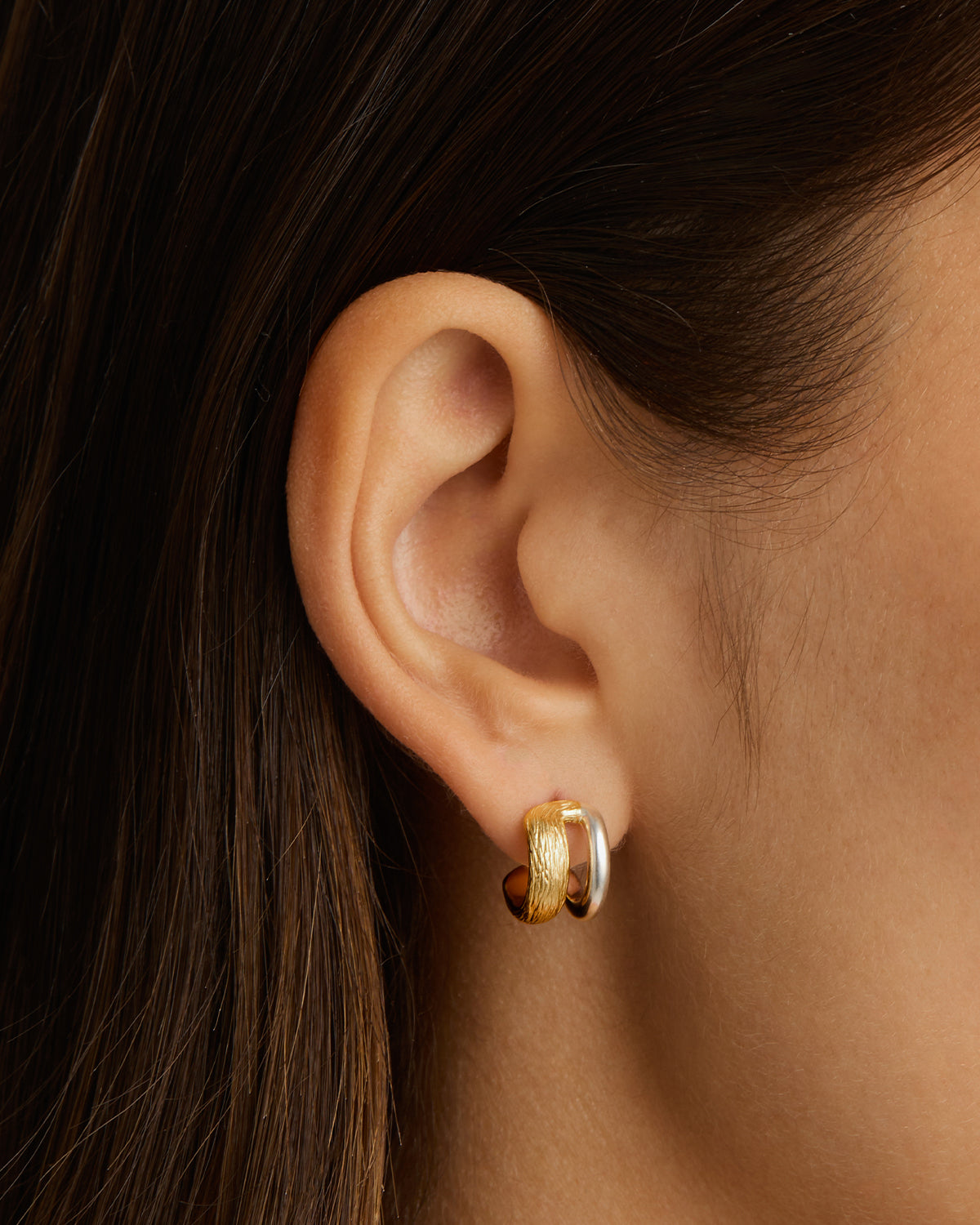 Two Tone Shield Hoop Earrings for Women - Trendy Stainless Steel Jewelry for Everyday Wear & Special Occasions