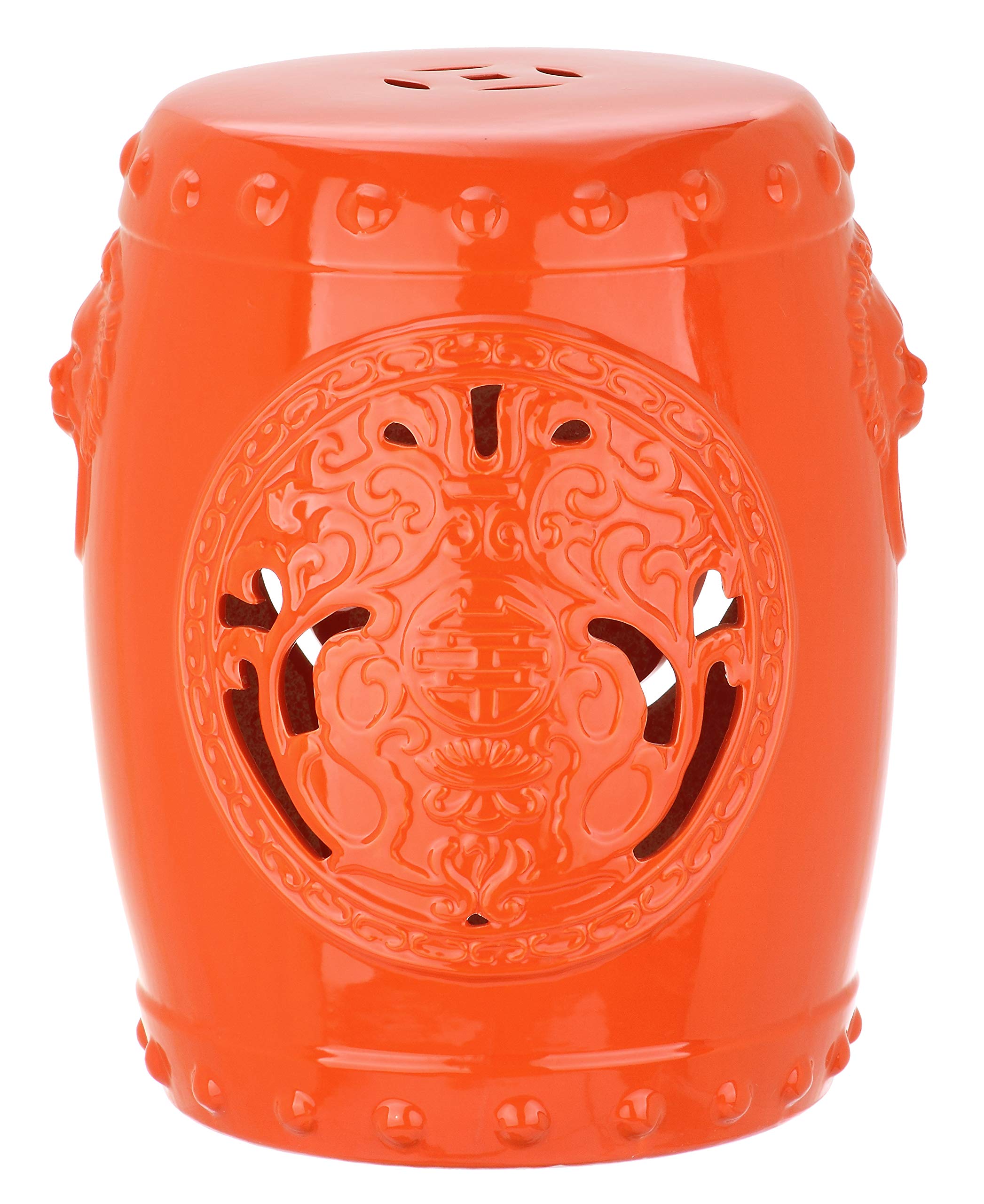 SAFAVIEH ACS4533D Dragon Coin Ceramic Decorative Garden Stool - Orange Outdoor Patio Furniture for Garden, Poolside & Balcony Decor