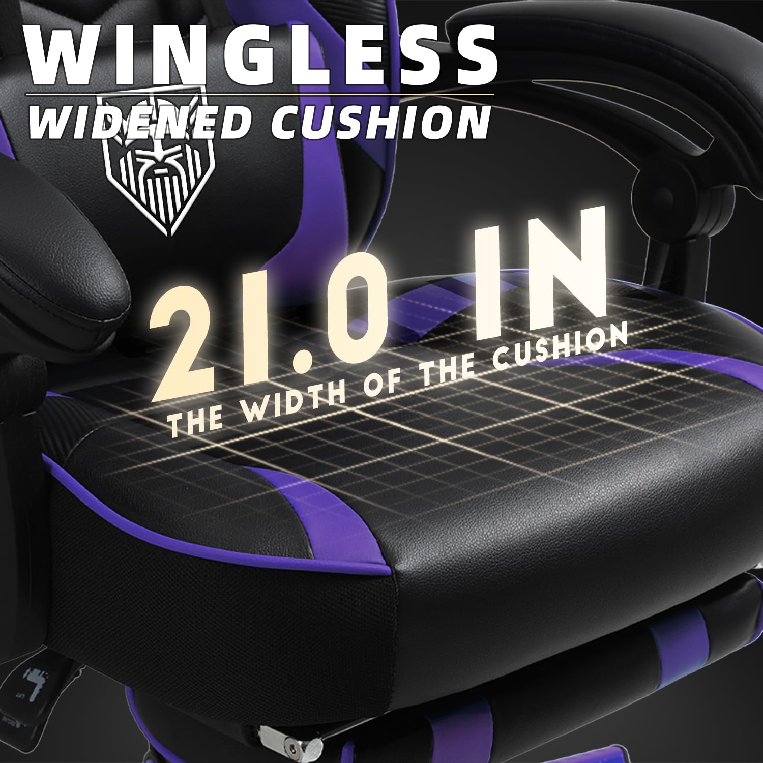 Vonesse Ergonomic Gaming Chair with Adjustable Footrest - Big & Tall Computer Chair for Adults, High Back Support with Massage & Reclining Features - Purple/Black Gaming Seat for Office, Streaming & Esports