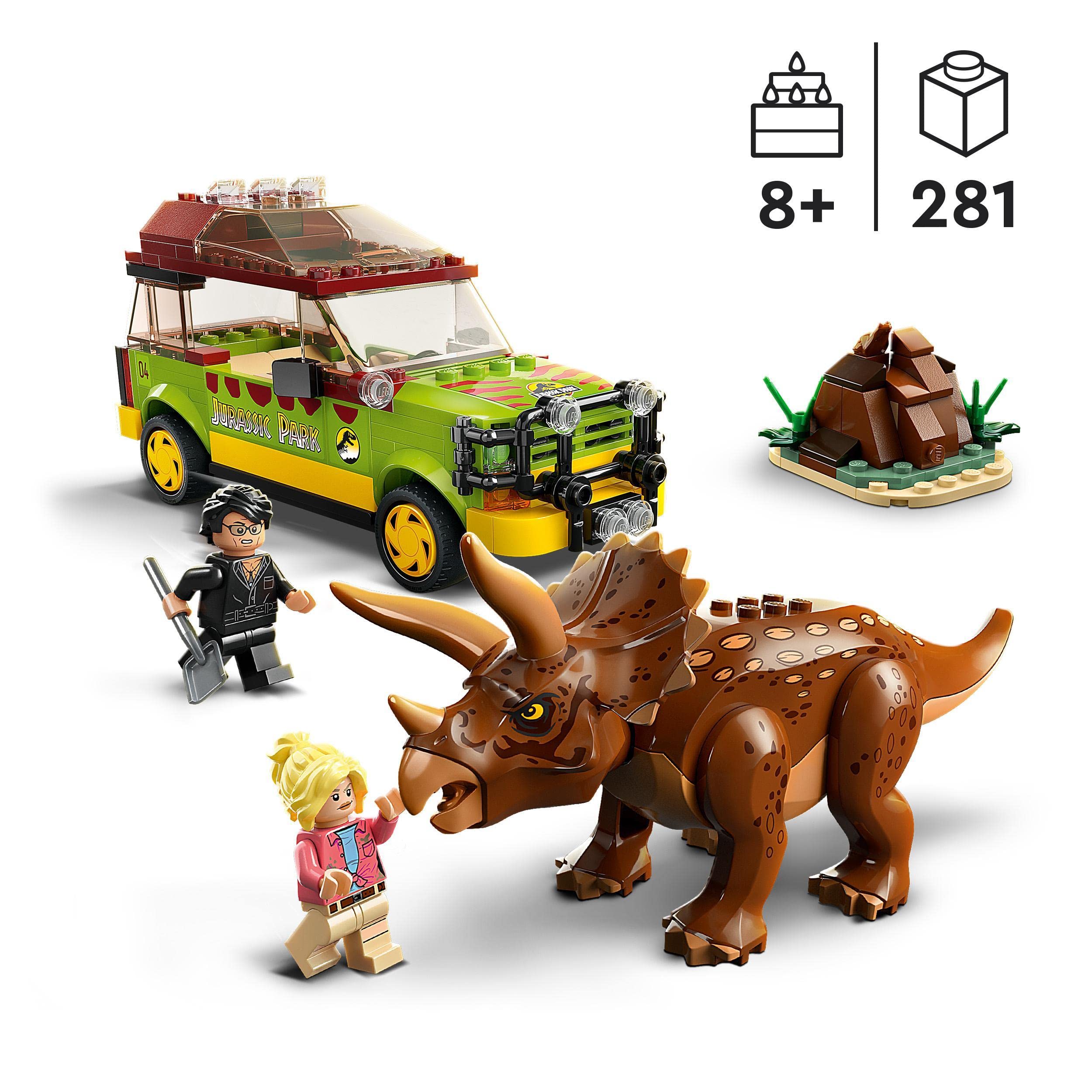 LEGO 76959 Jurassic Park Triceratops Discovery Dinosaur Toy Set with Ford Explorer Car for Boys & Girls Ages 8+, 30th Anniversary Collection – Perfect for Dinosaur Lovers & Jurassic Park Fans, Great for Playtime, Collecting & Gifting