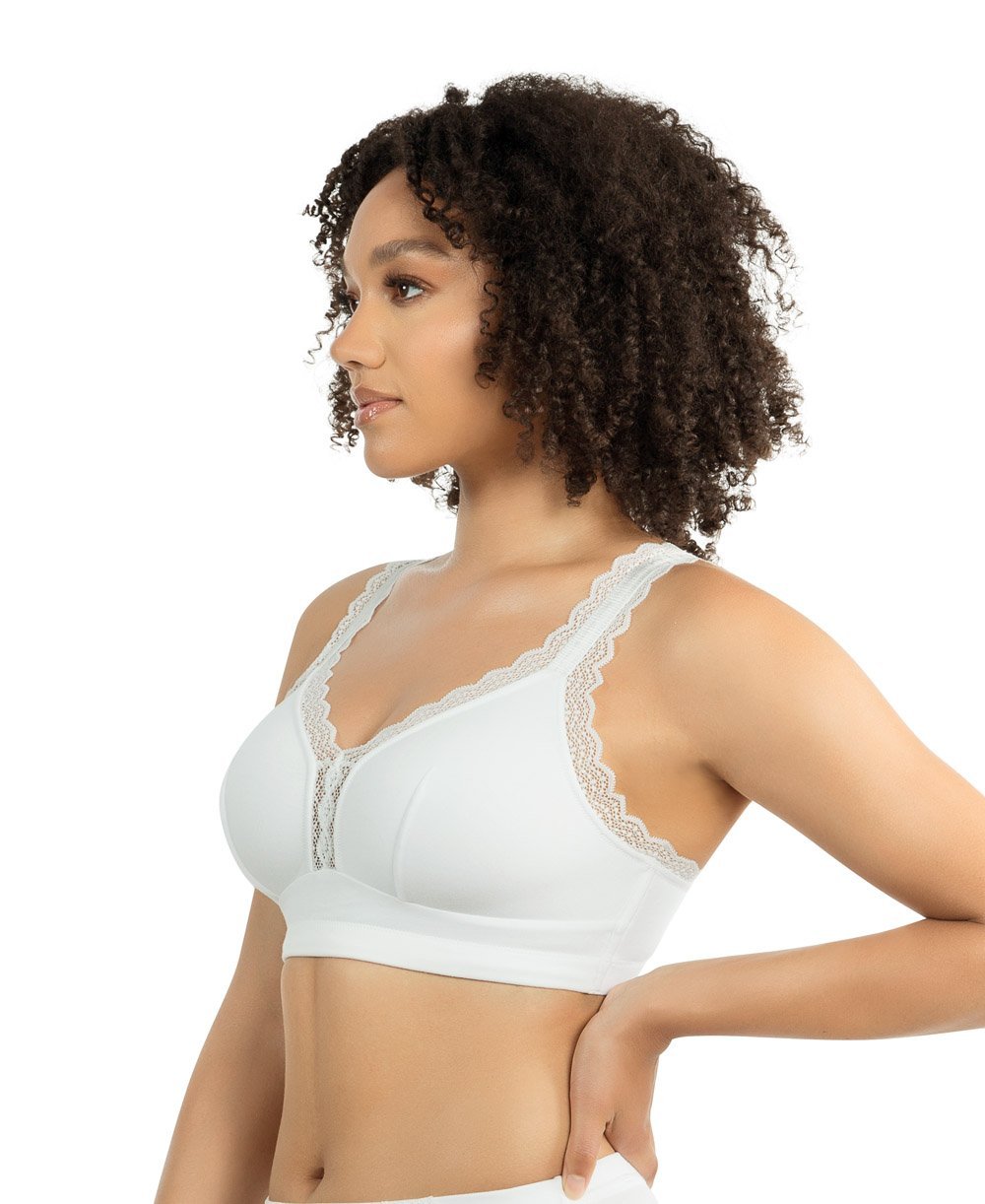 Parfait Dalis Wire Free Bralette - Comfortable Seamless Wireless Bra for Women, Pearl White | Perfect for Yoga, Lounge & Everyday Wear