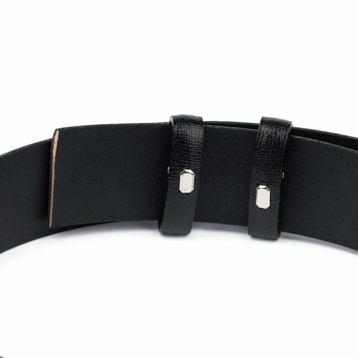 Ferragamo Men's 35mm Replacement Belt - Black Saffiano Leather No Buckle Strap for Dress Pants & Formal Wear | Premium Italian Style Accessory
