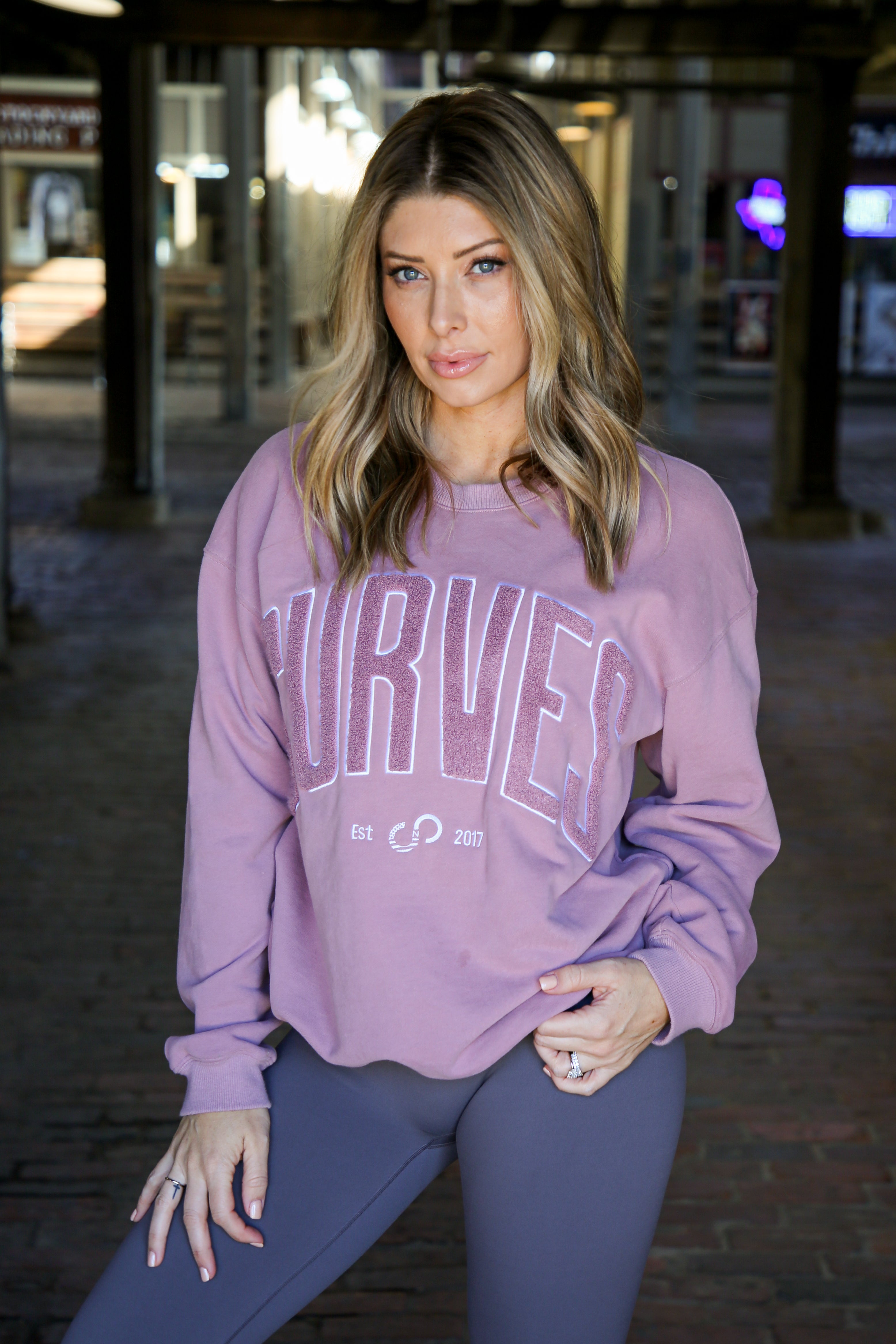 Varsity Crewneck Sweatshirt for Men & Women - Soft Cotton Pullover in Dusty Berry Color | Casual Wear, Street Style, College Outfits, and Everyday Comfort