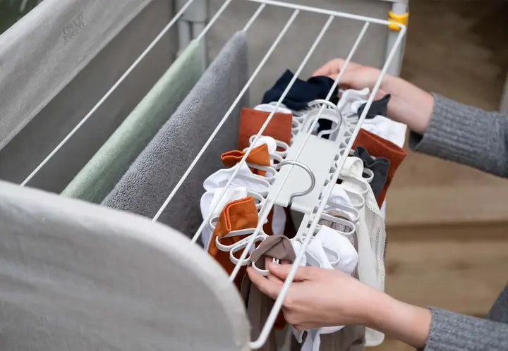 32-Piece Quick Grip Ecru Clothes Drying Hanger Set - Space Saving Laundry Organizer for Small Spaces & Apartments - Perfect for Drying Delicates, Socks, and Underwear