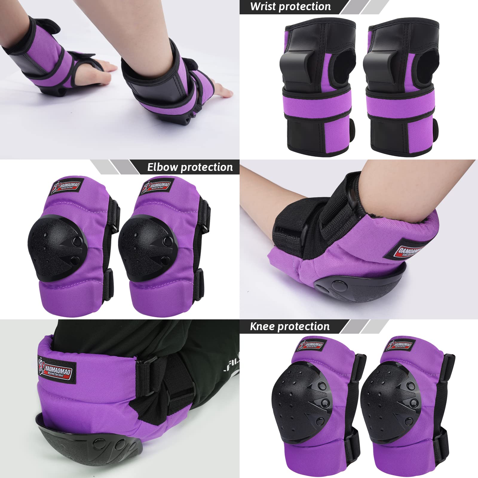 Adult & Kids Knee Pads, Elbow Pads & Wrist Guards Protective Gear Set - Safety Equipment for Roller Skating, Scooter, Cycling, BMX, Skateboard & Extreme Sports - Perfect for Outdoor Activities, Sports Training & Family Protection