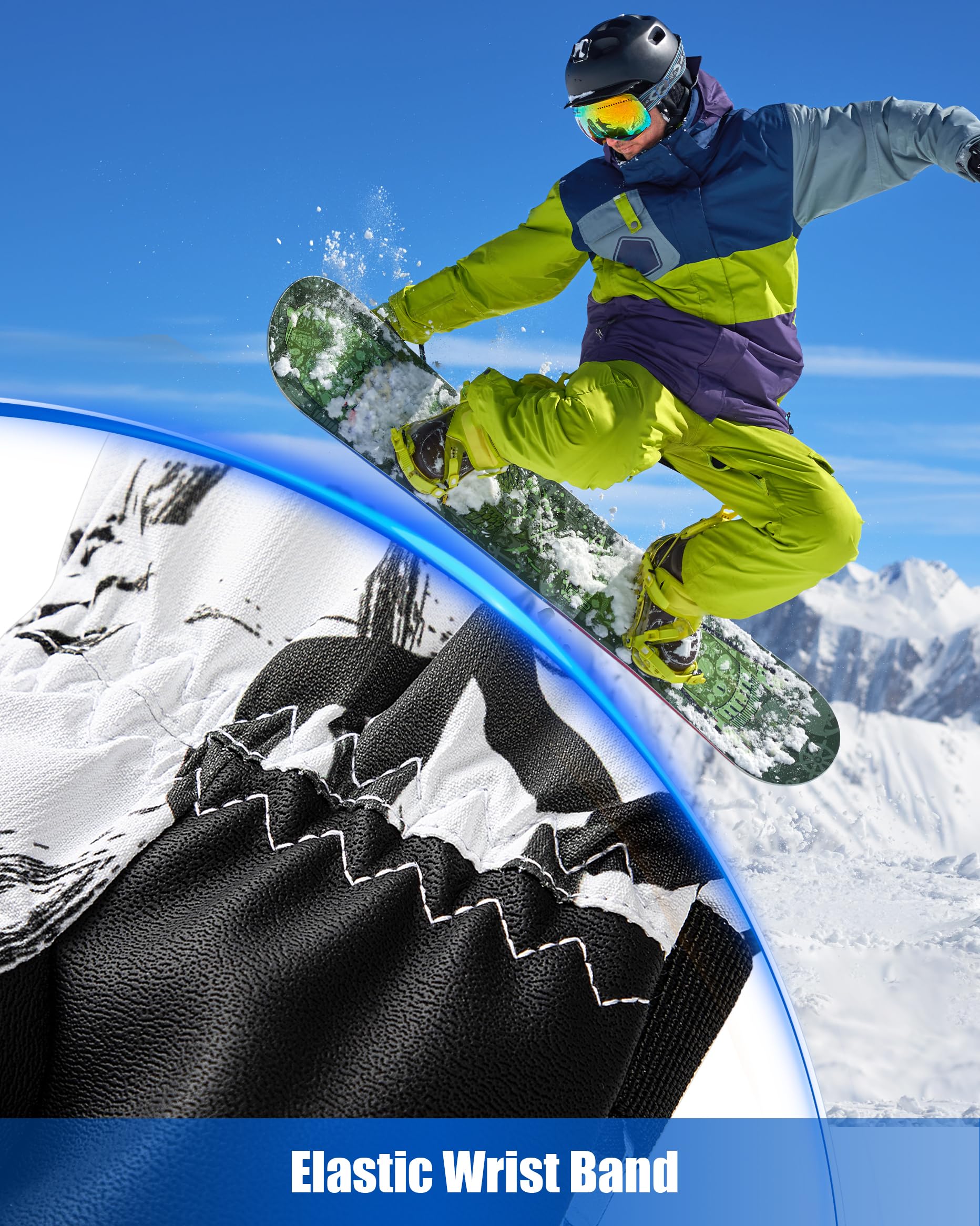 Waterproof 5-Finger Winter Ski Gloves for Men - Touchscreen Snowboarding Gloves for Cold Weather & Outdoor Sports | Skiing, Snowboarding, Hiking & Winter Activities