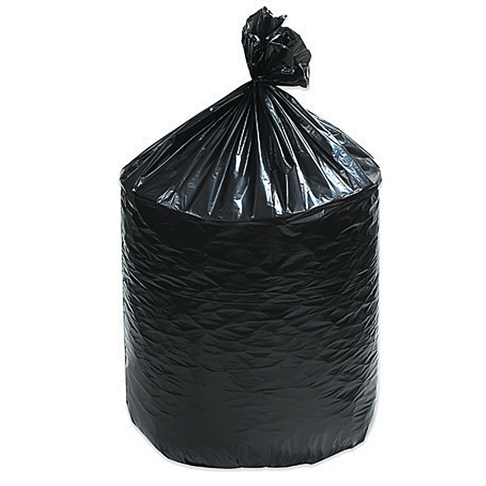 24 x 24 Inch Heavy Duty Black Trash Bags - Extra Thick Garbage Can Liners for Large Kitchen, Office & Outdoor Bins - 50 Count Pack