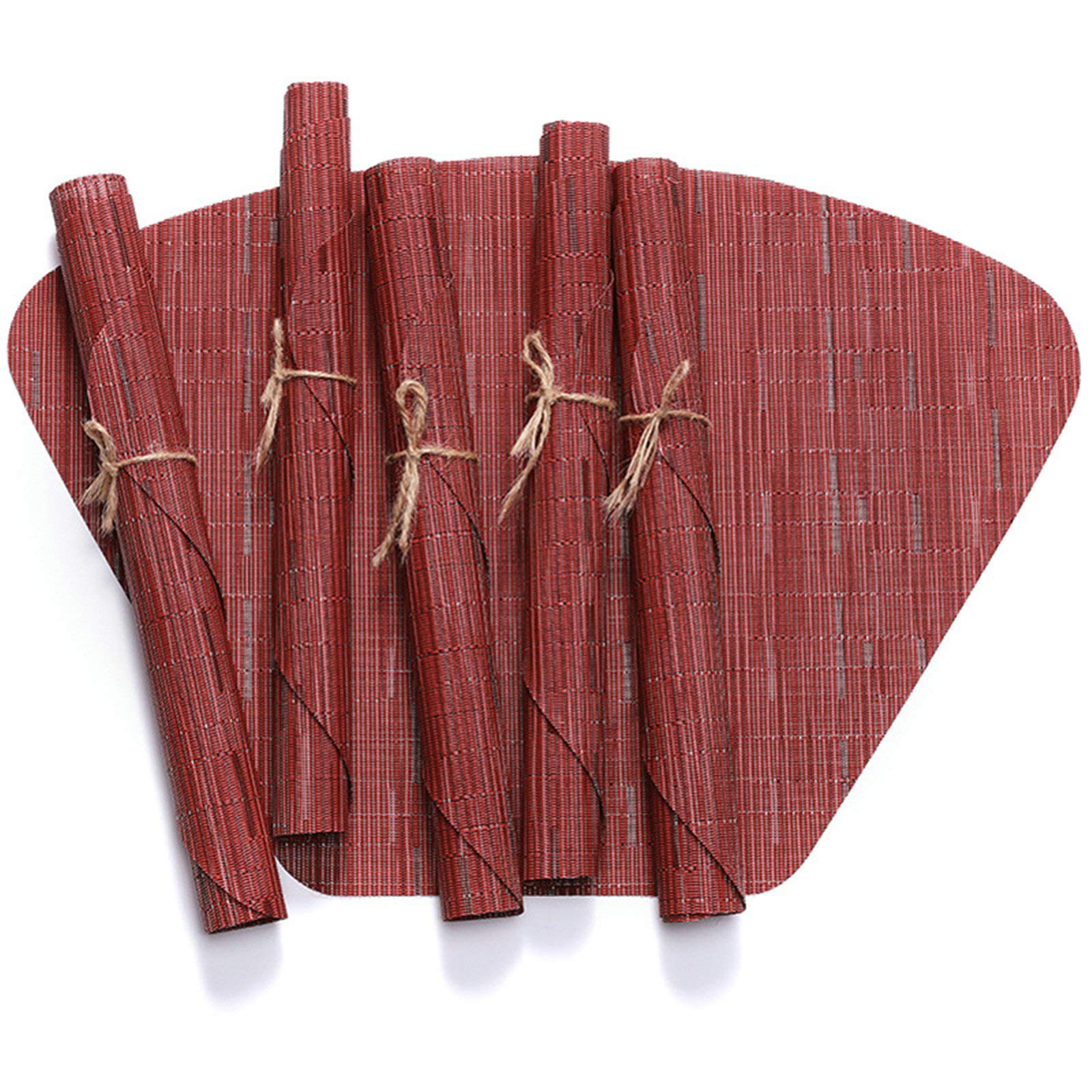 Daesar Set of 4 Christmas Vinyl Placemats - Heat Resistant Woven Table Mats with Wedge Pattern, 19x13 Inch Red Holiday Dining Decor - Perfect for Christmas Dinner, Holiday Parties & Festive Table Settings