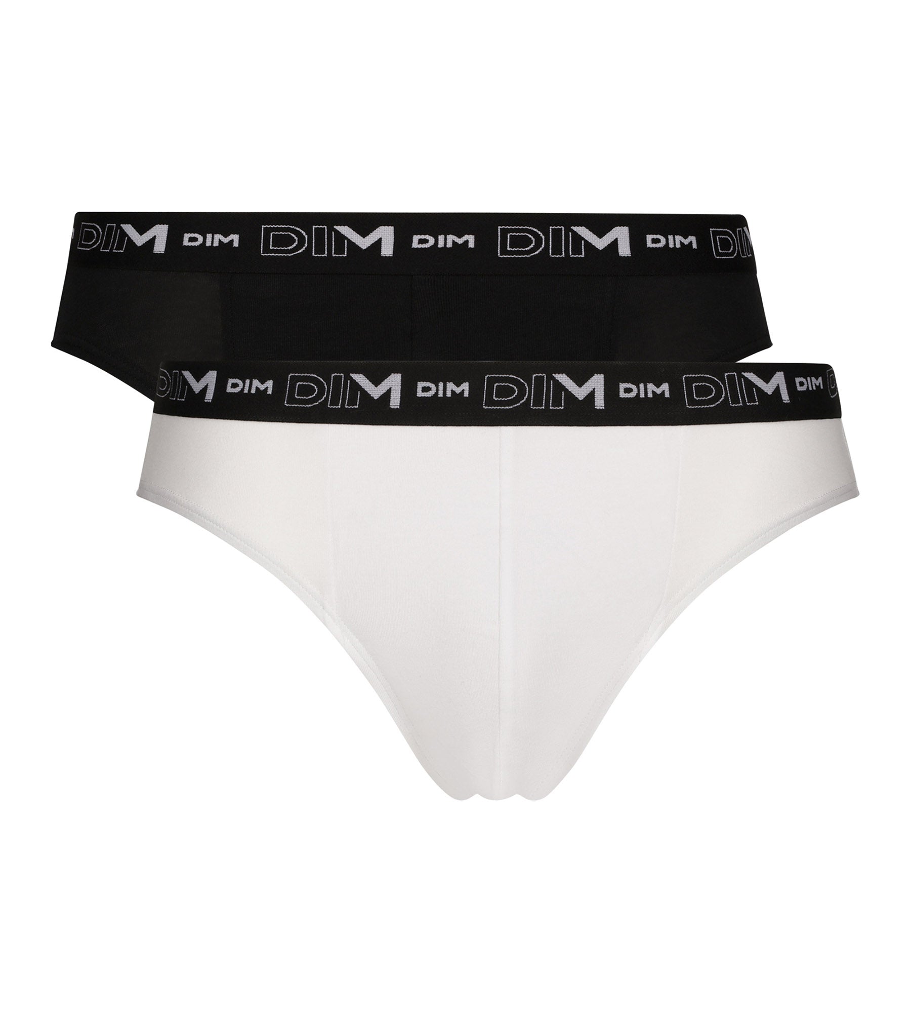 2 Pack Men's Briefs - Black & White Contrast Waistband, Dim Cotton Stretch Underwear for Everyday Comfort & Active Wear